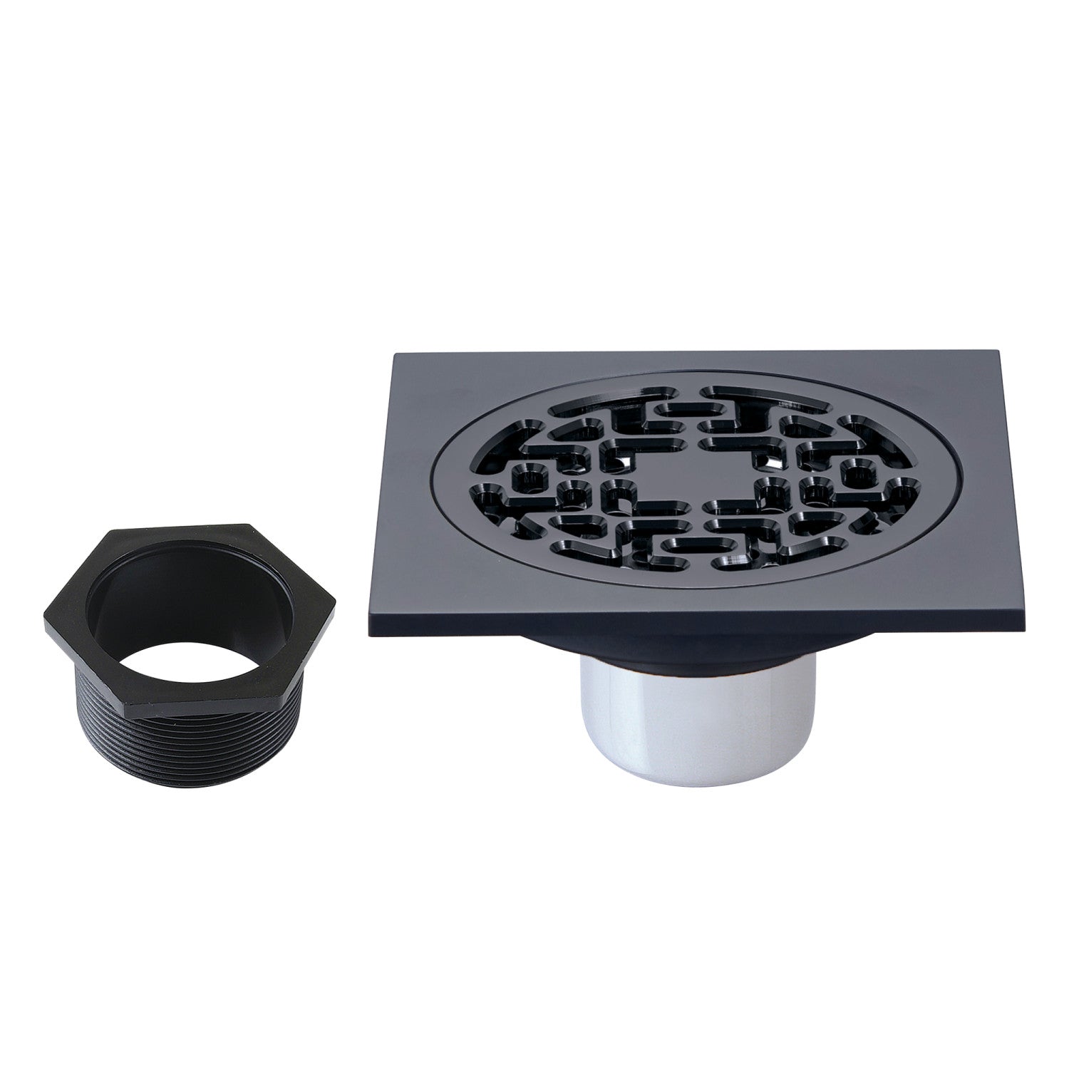 Kingston Watercourse BSF4272MB 4-Inch Brass Square Grid Shower Drain with Flange, Matte Black