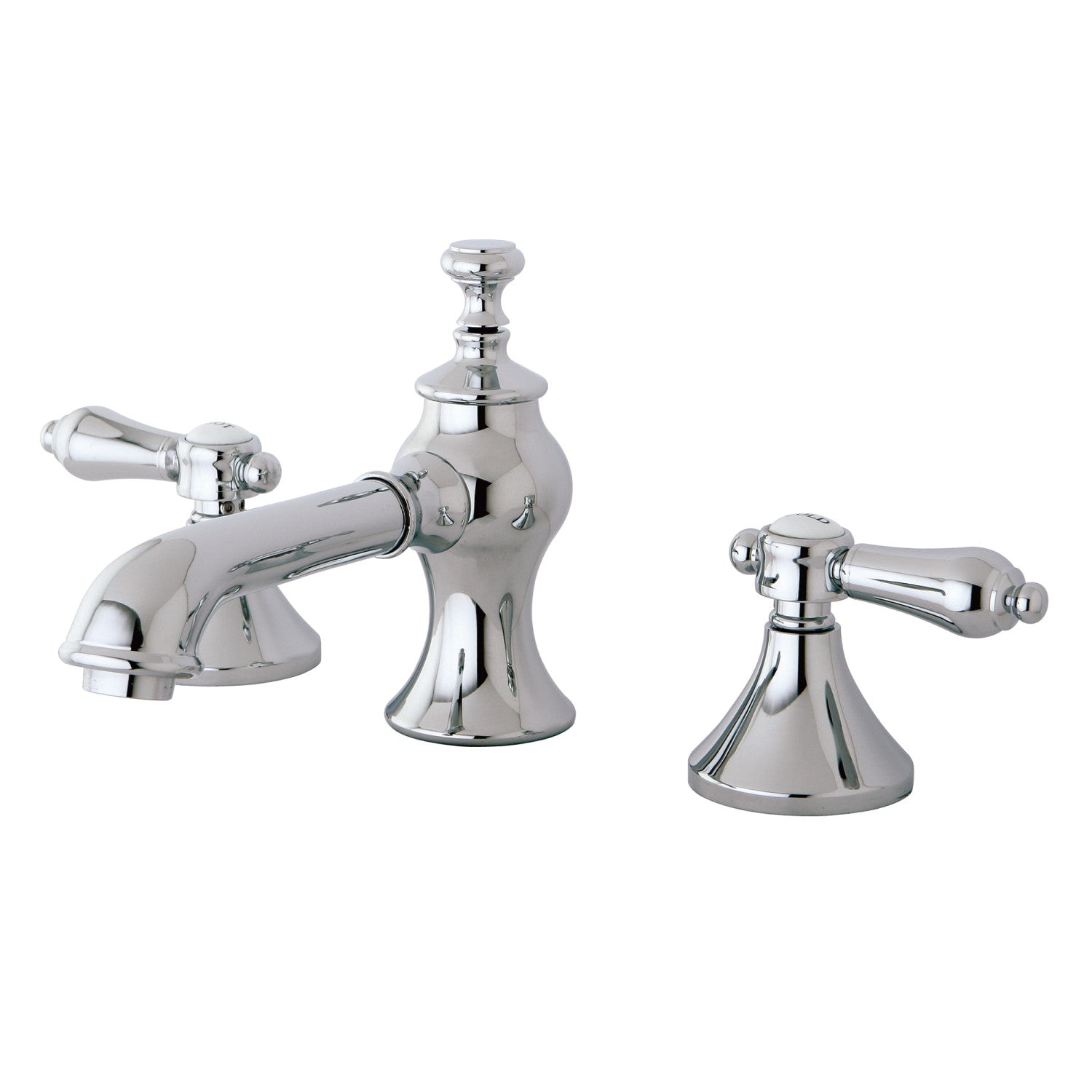 Kingston Tulare KC7061BAL - Heirloom Two-Handle 3-Hole Deck Mount Widespread Bathroom Faucet with Brass Pop-Up, Polished Chrome