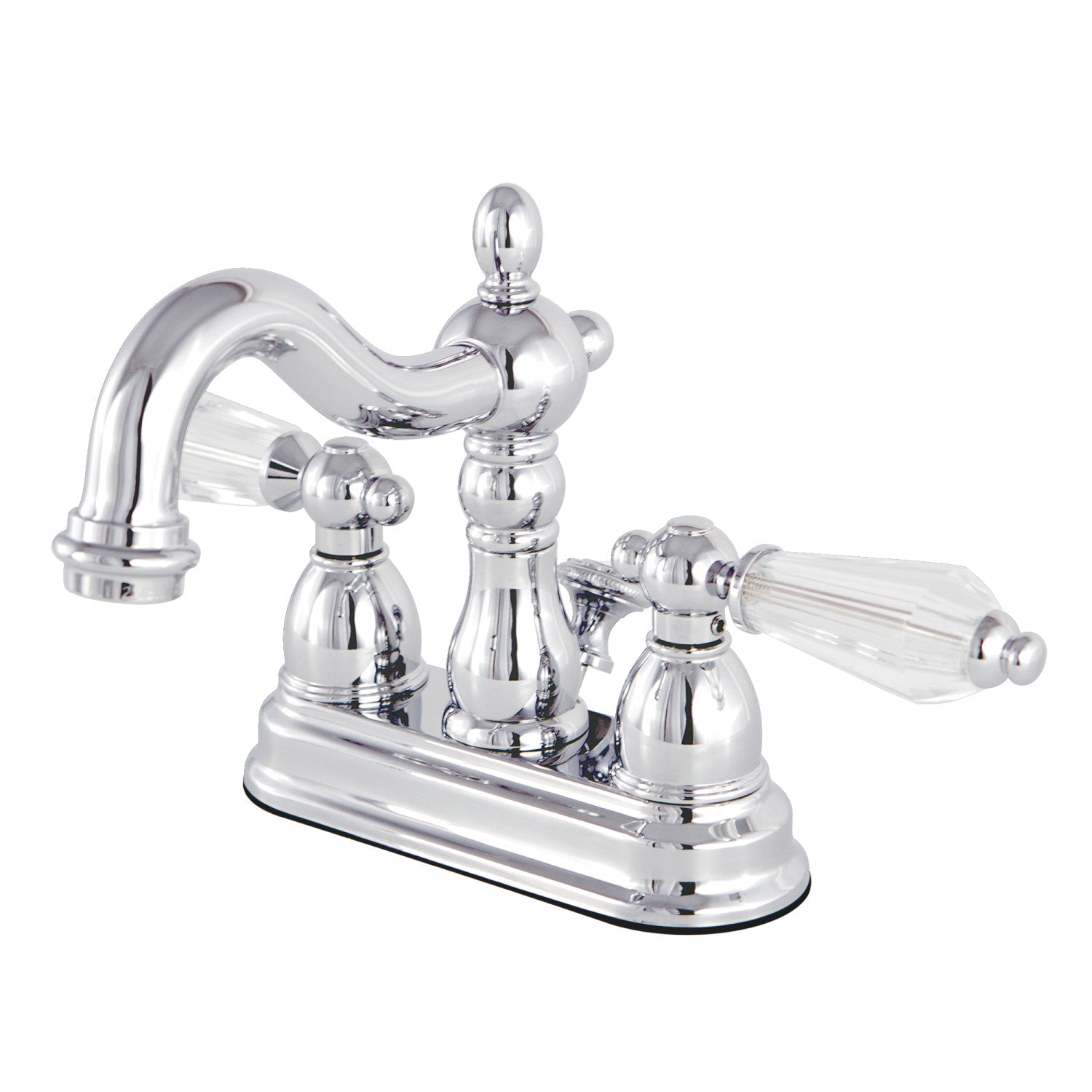 Kingston Heirloom KB1601WLL - Wilshire Double-Handle 3 trous montage sur plage 4-Inch Centerset Robinet de salle de bains avec drain à tirette, chrome poli