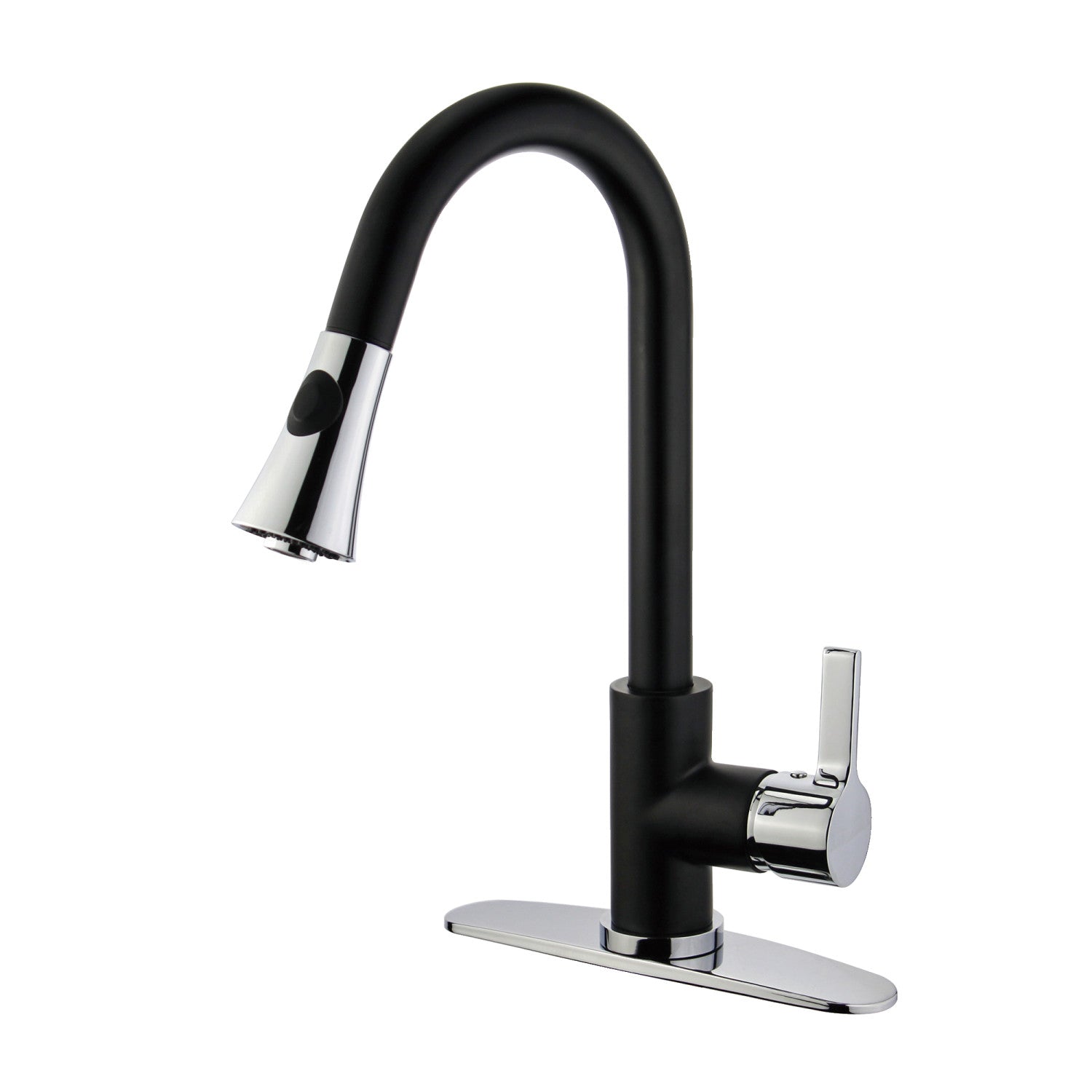 Kingston Tulare LS8727CTL - Robinet de cuisine continental à une poignée, noir mat/chrome poli