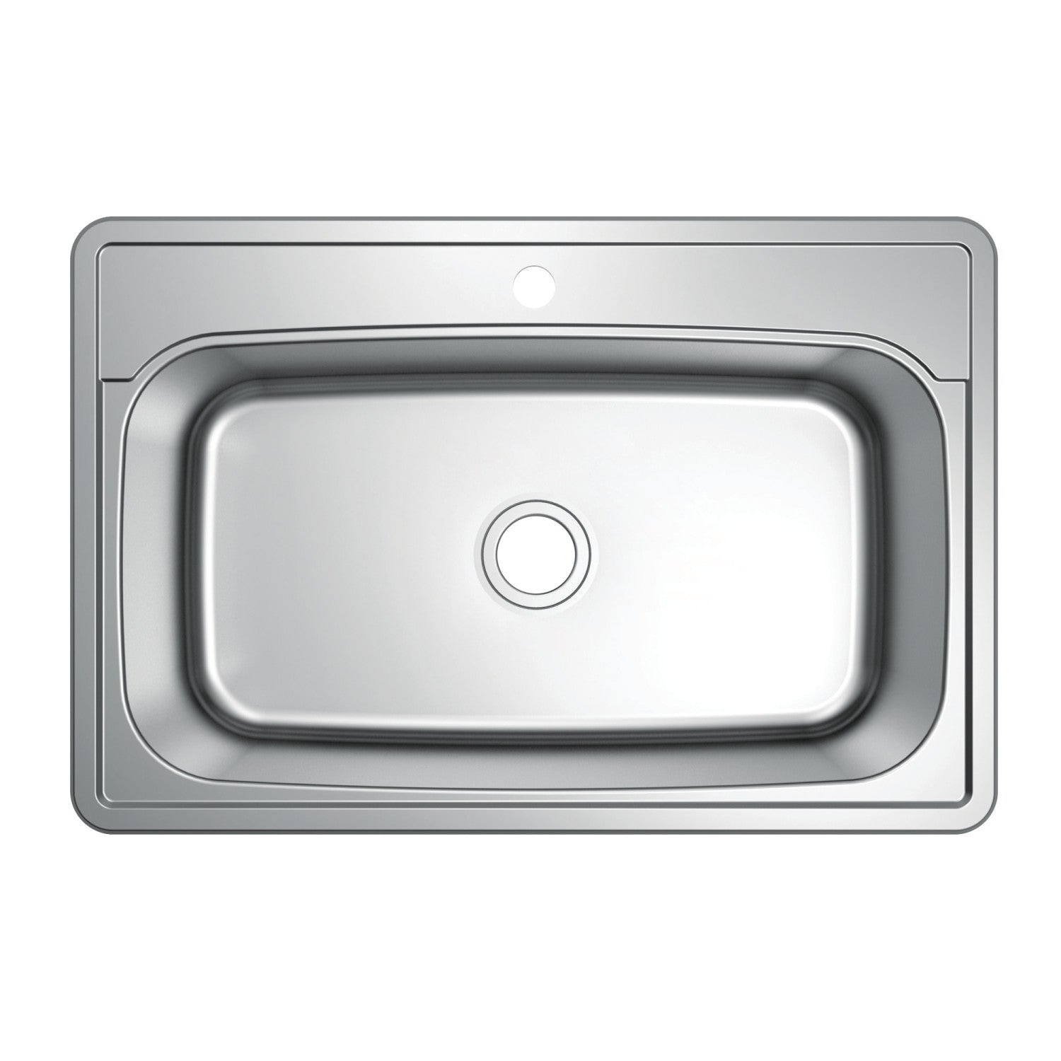 Kingston Studio GKTS3322901 33-Inch Stainless Steel Self-Rimming Single Bowl Drop-In Kitchen Sink, Brushed Stainless Steel