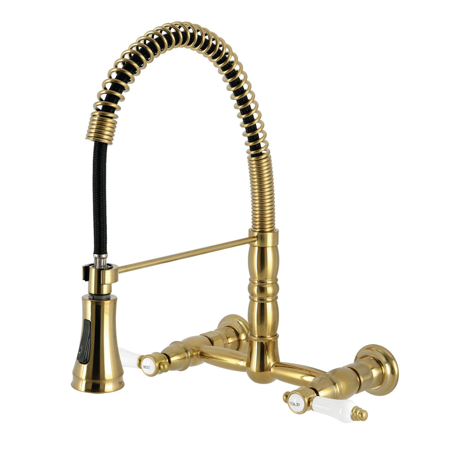 Kingston Tulare GS1247BPL - Bel-Air Double-Handle 2 trous Robinet de cuisine pré-rouleau, laiton brossé