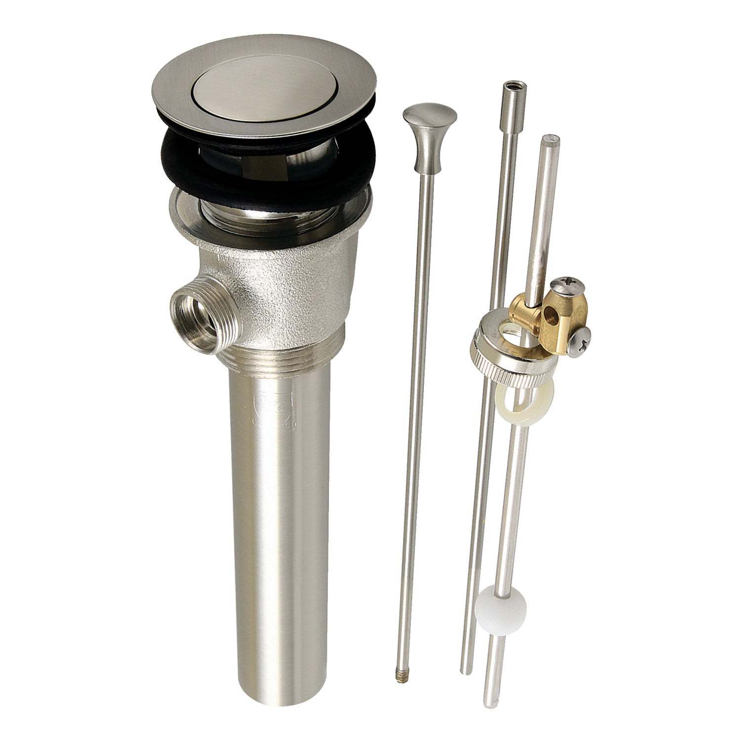 Kingston Made To Match KBT2128 Brass Pop-Up Bathroom Sink Drain with Overflow, 22 Gauge, Brushed Nickel