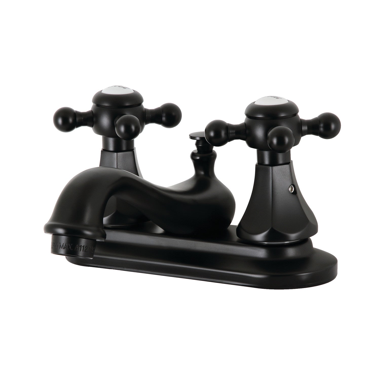 Kingston Heirloom KB600BX - Metropolitan Double-Handle 3 trous montage sur plage 4-Inch Centerset Robinet de salle de bains avec drain à tirette, noir mat