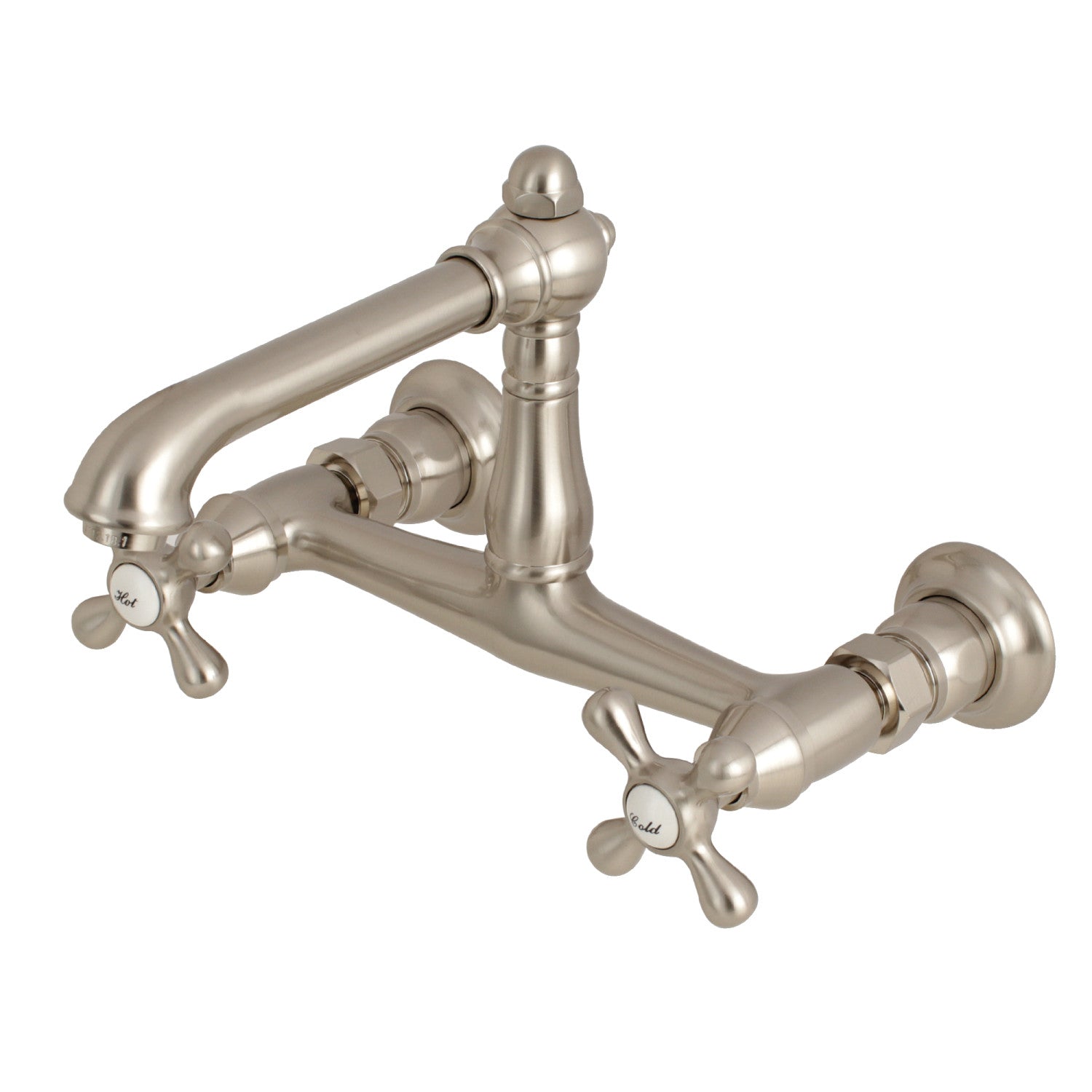 Kingston Heirloom KS7248AX - Robinet de salle de bain double poignée de pays anglais 2 trous, nickel brossé