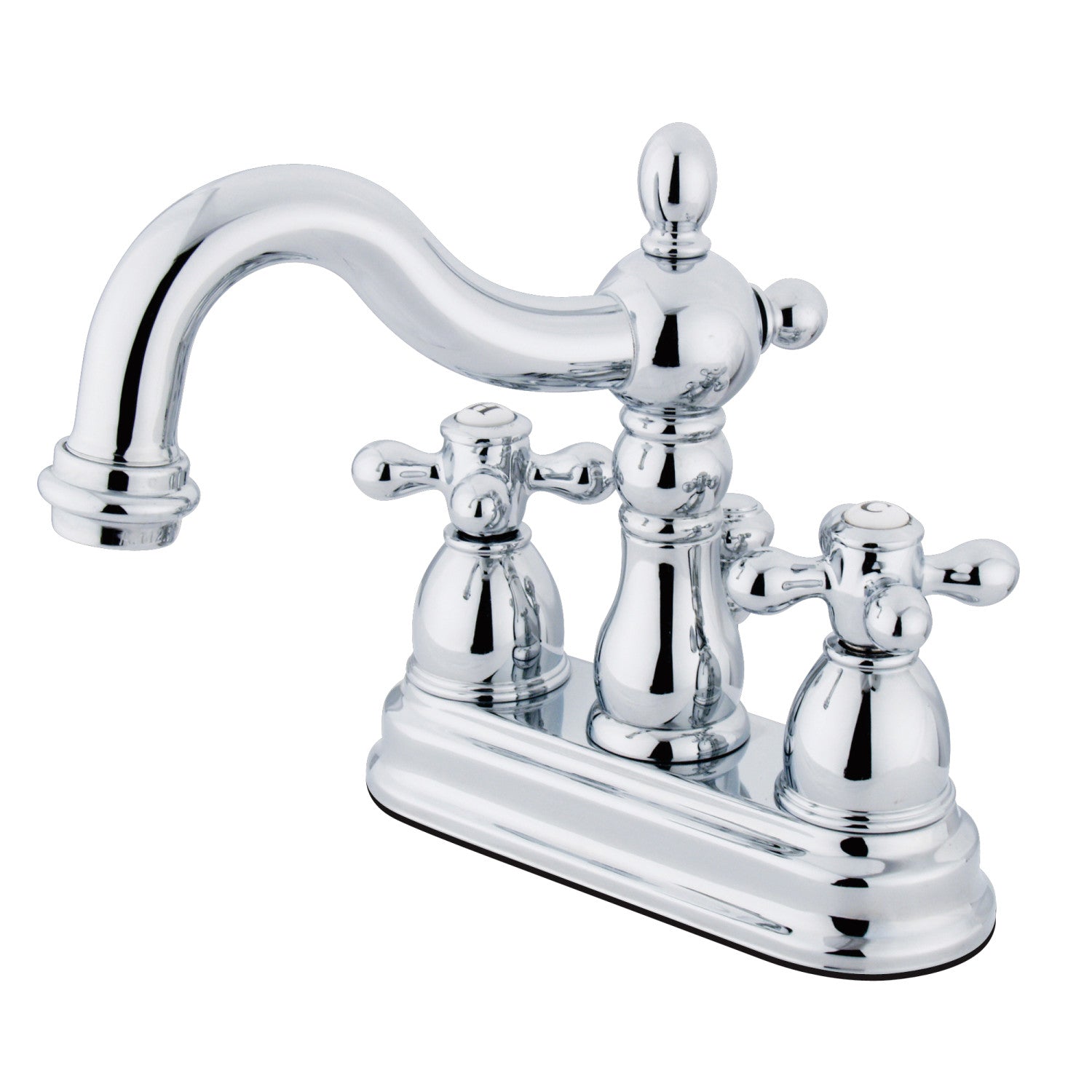Kingston Heirloom KB1601AX - Heritage Double-Handle 3-Hole Deck Mount 4-Inch Centerset Bathroom Faucet with Pop-Up Drain, Polished Chrome