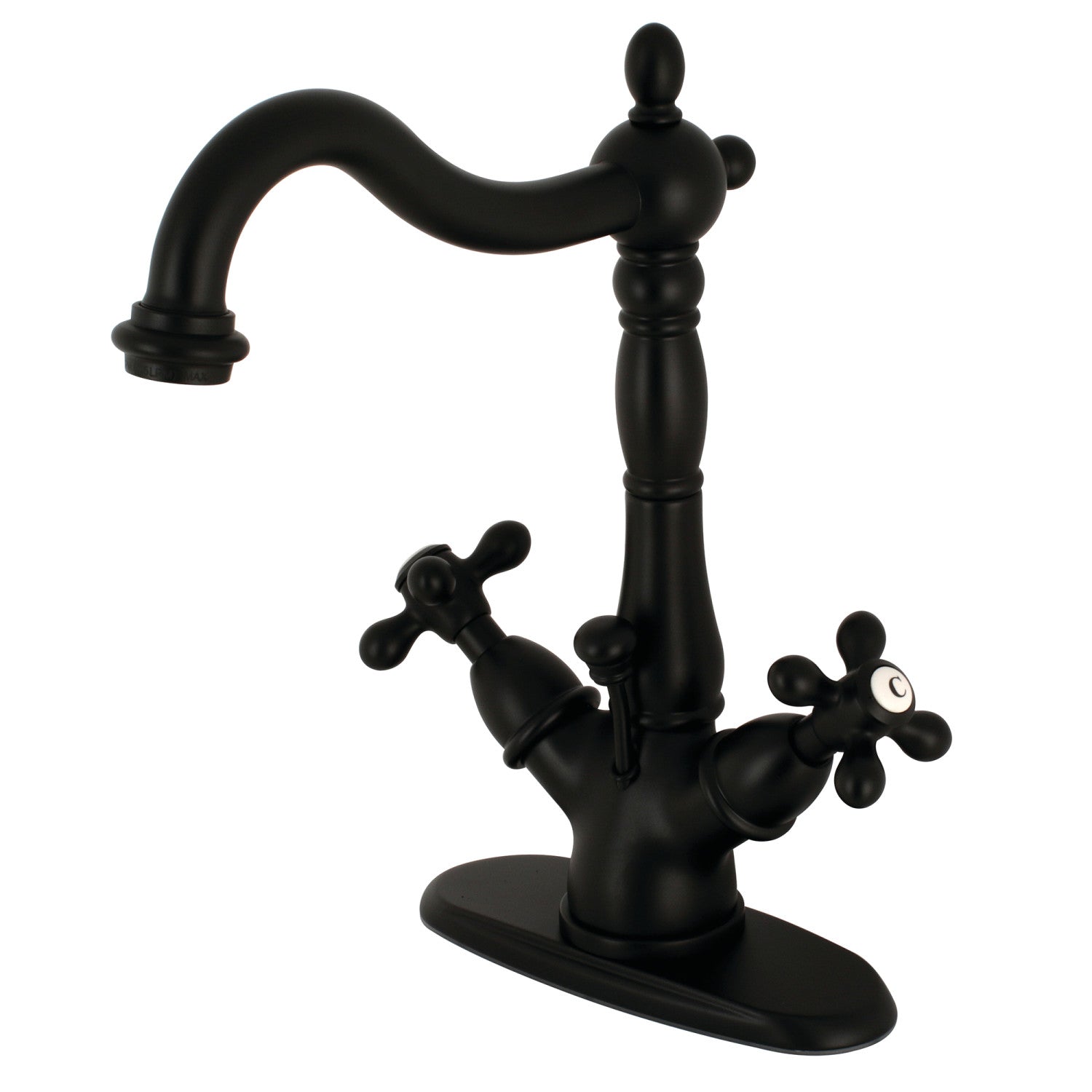 Kingston Heirloom KS1430AX - Heritage Double-Handle 1-or-3 Robinet de salle de bains à trou unique avec à tirette en laiton, noir mat