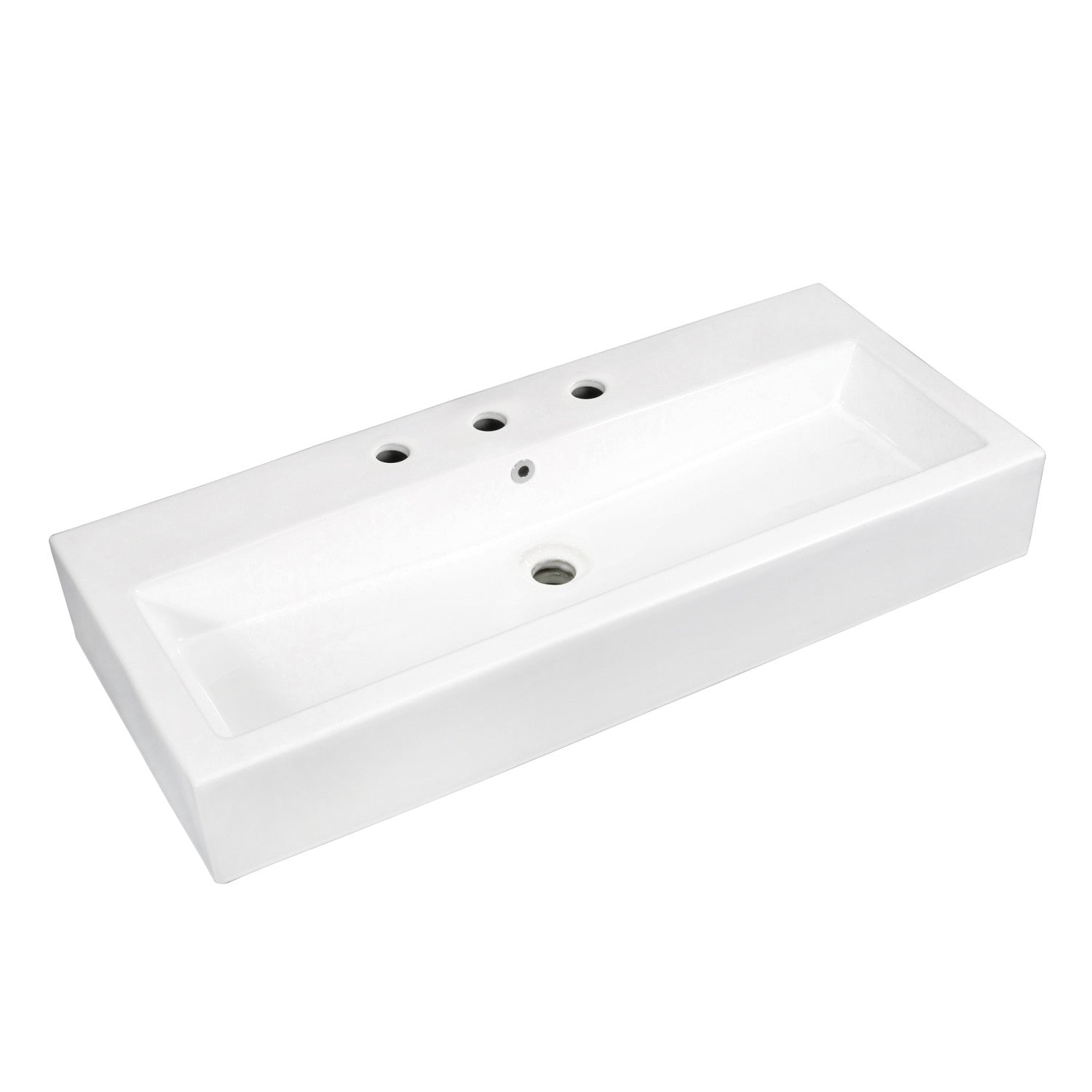 Kingston Sona EV3917W8 - Anne 39-Inch Ceramic Rectangular Vessel Sink (8-Inch Centers), White