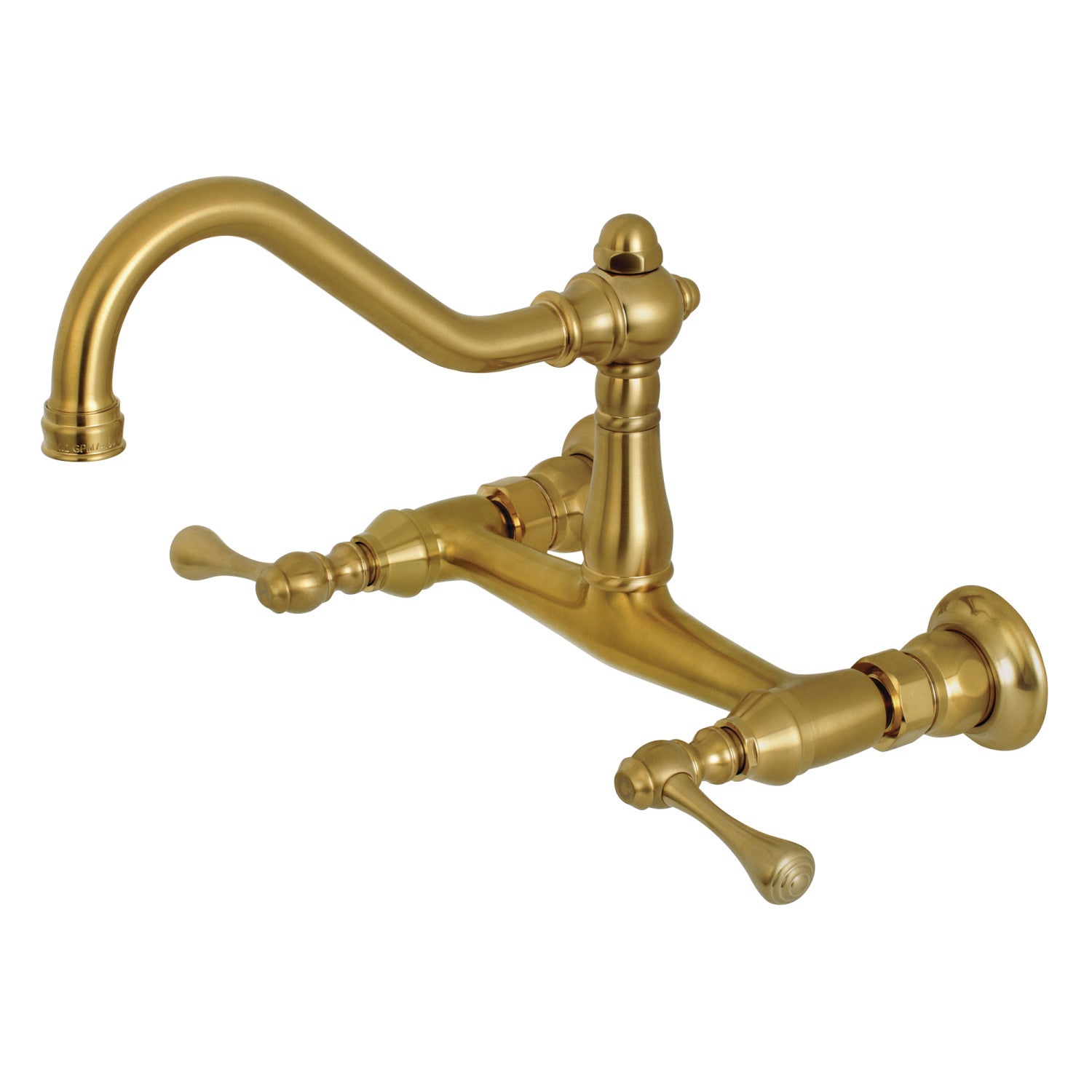 Kingston Heirloom KS3247BL - Robinet de salle de bains à double poignée vintage 2 trous, laiton brossé