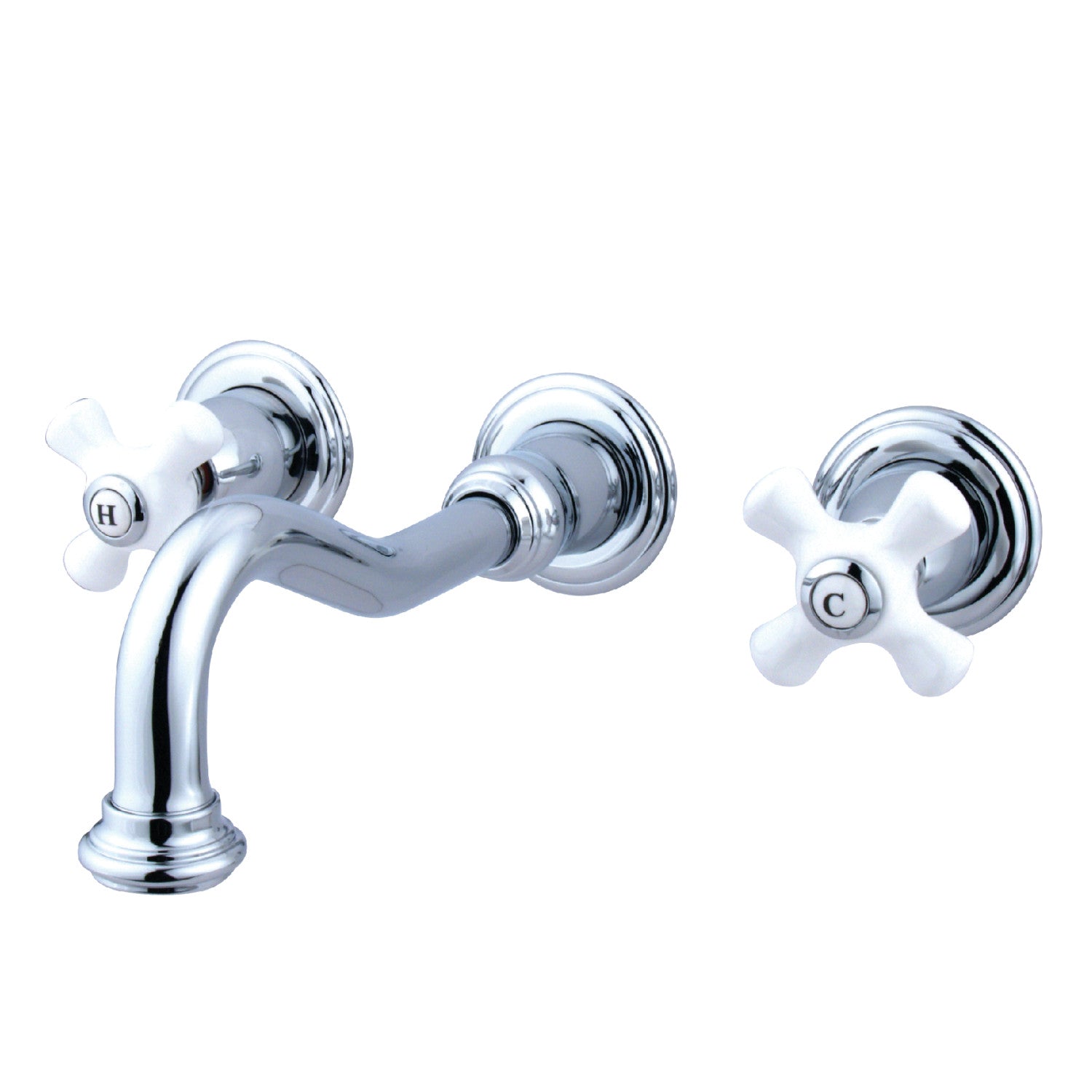 Kingston Heirloom KS3121PX - Robinet de salle de bains mural double poignée vintage 3 trous, chrome poli
