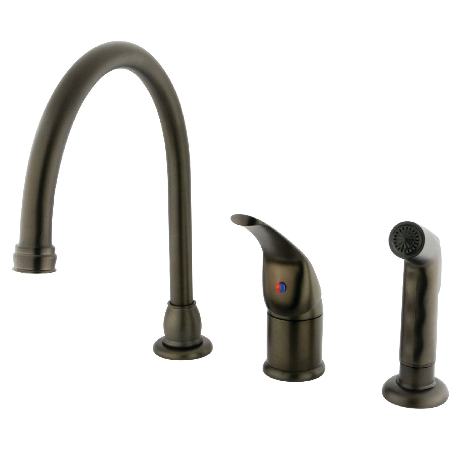 Kingston Tulare KB825 - Chatham Single-Handle 3-Hole Widespread Kitchen Faucet with Side Sprayer, Oil Rubbed Bronze