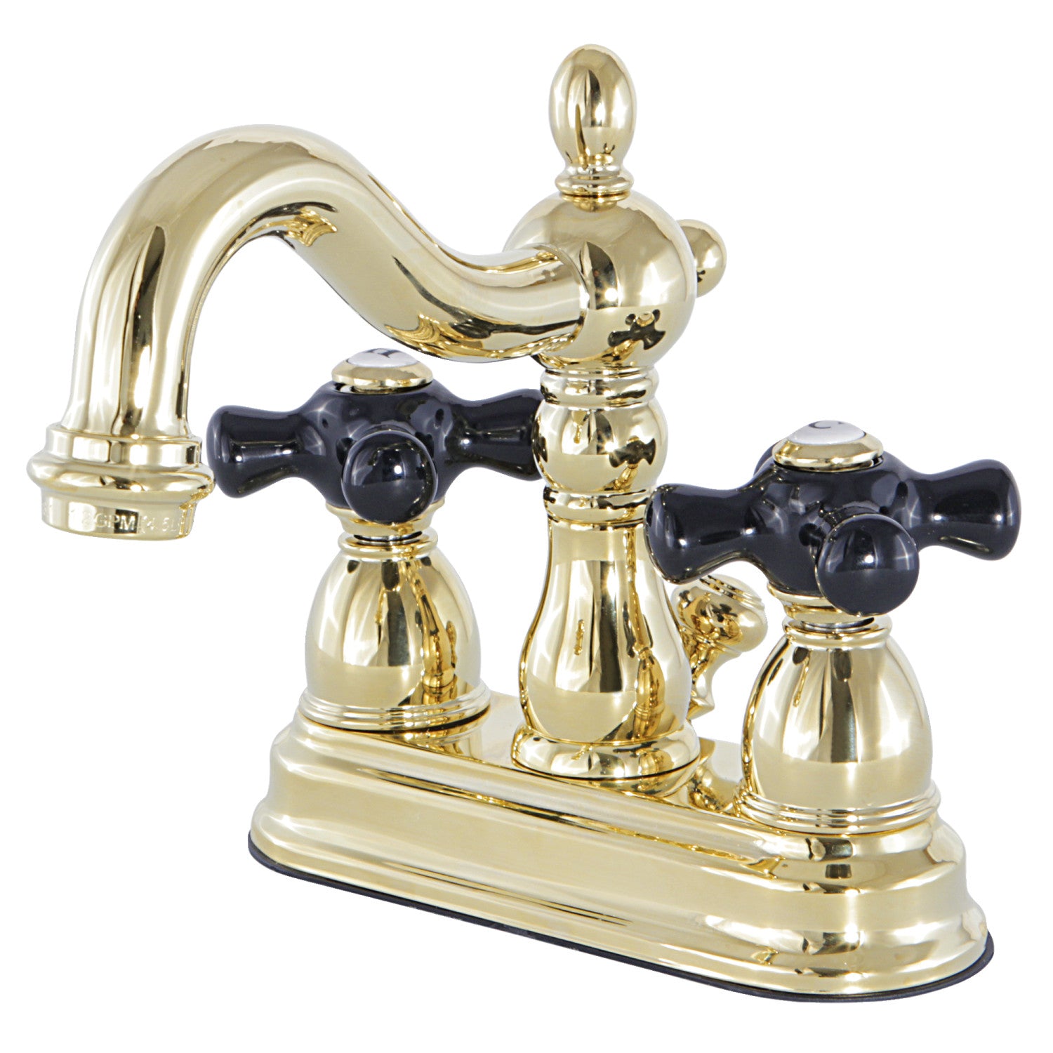 Kingston Heirloom KB1602PKX - Duchess Double-Handle 3 trous montage sur plage 4-Inch Centerset Robinet de salle de bains avec drain à tirette, laiton poli