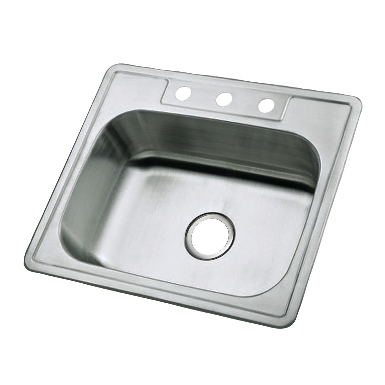 Kingston Studio GKTS2520 25-Inch Stainless Steel Self-Rimming Single Bowl Drop-In Kitchen Sink, Brushed Stainless Steel
