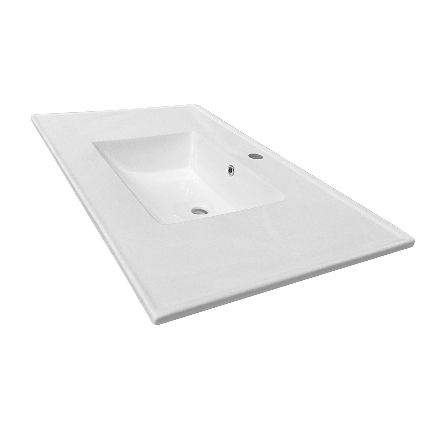 Kingston Tulare LBT372271 - Continental 37-Inch Ceramic Vanity Sink Top (1 Hole), White