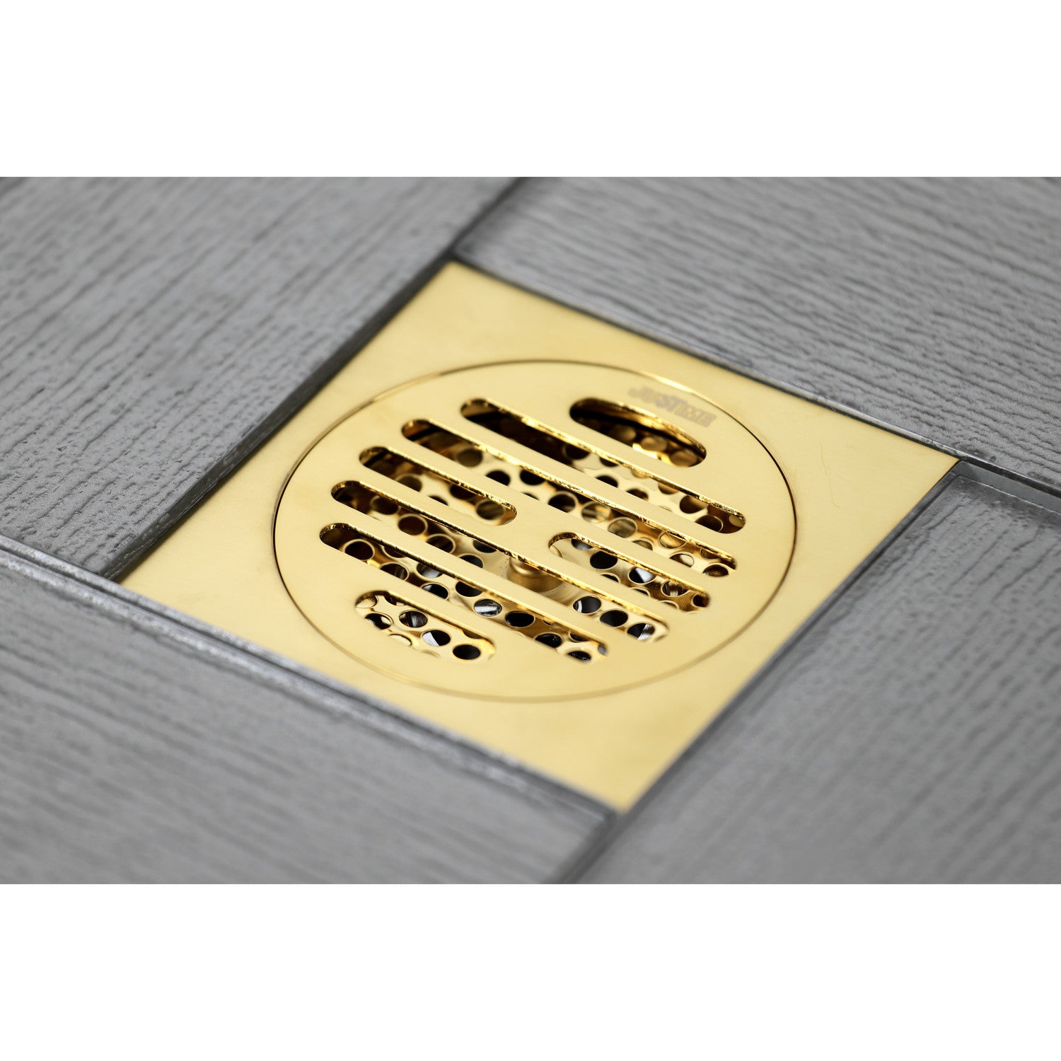 Kingston Watercourse BSF4262BB 4-Inch Brass Square Grid Shower Drain with Hair Strainer, Brushed Brass
