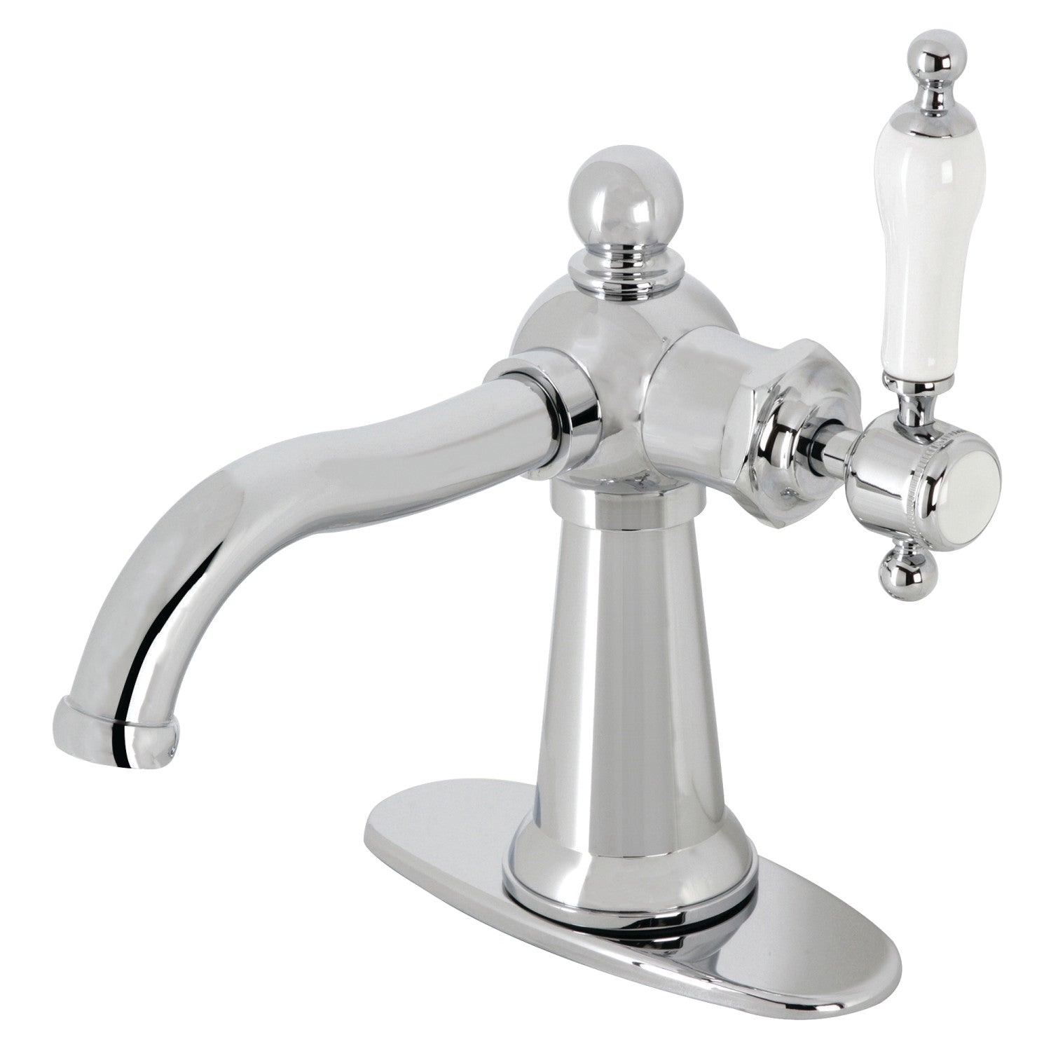 Kingston Heirloom KSD154KLCP - Robinet de salle de bain à une poignée nautique 1 trou avec plaque de pont et bonde à tirette, chrome poli