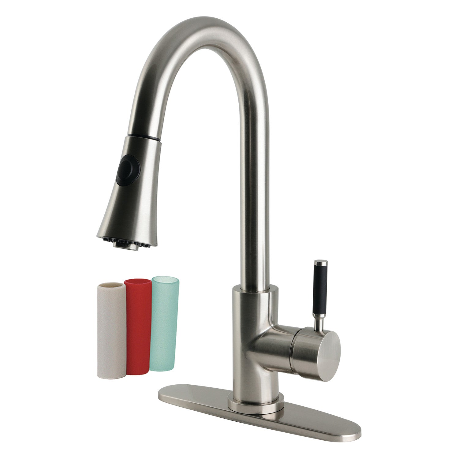 Kingston Kaiser LS8728DKL Robinet de cuisine à une poignée, nickel brossé