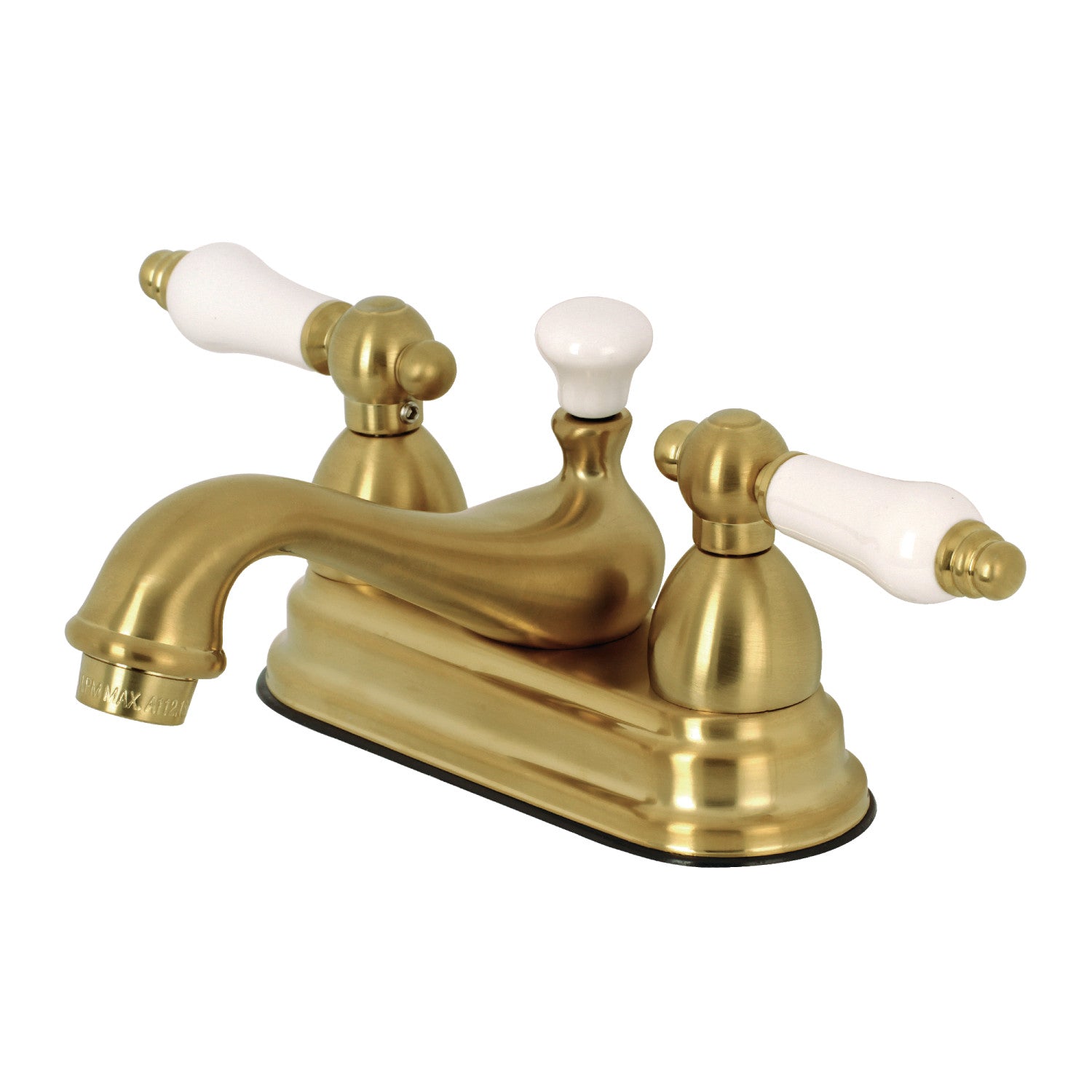 Kingston Heirloom KS3607PL - Restoration Double-Handle 3 trous montage sur plage 4-Inch Centerset Robinet de salle de bain avec laiton à tirette, laiton brossé
