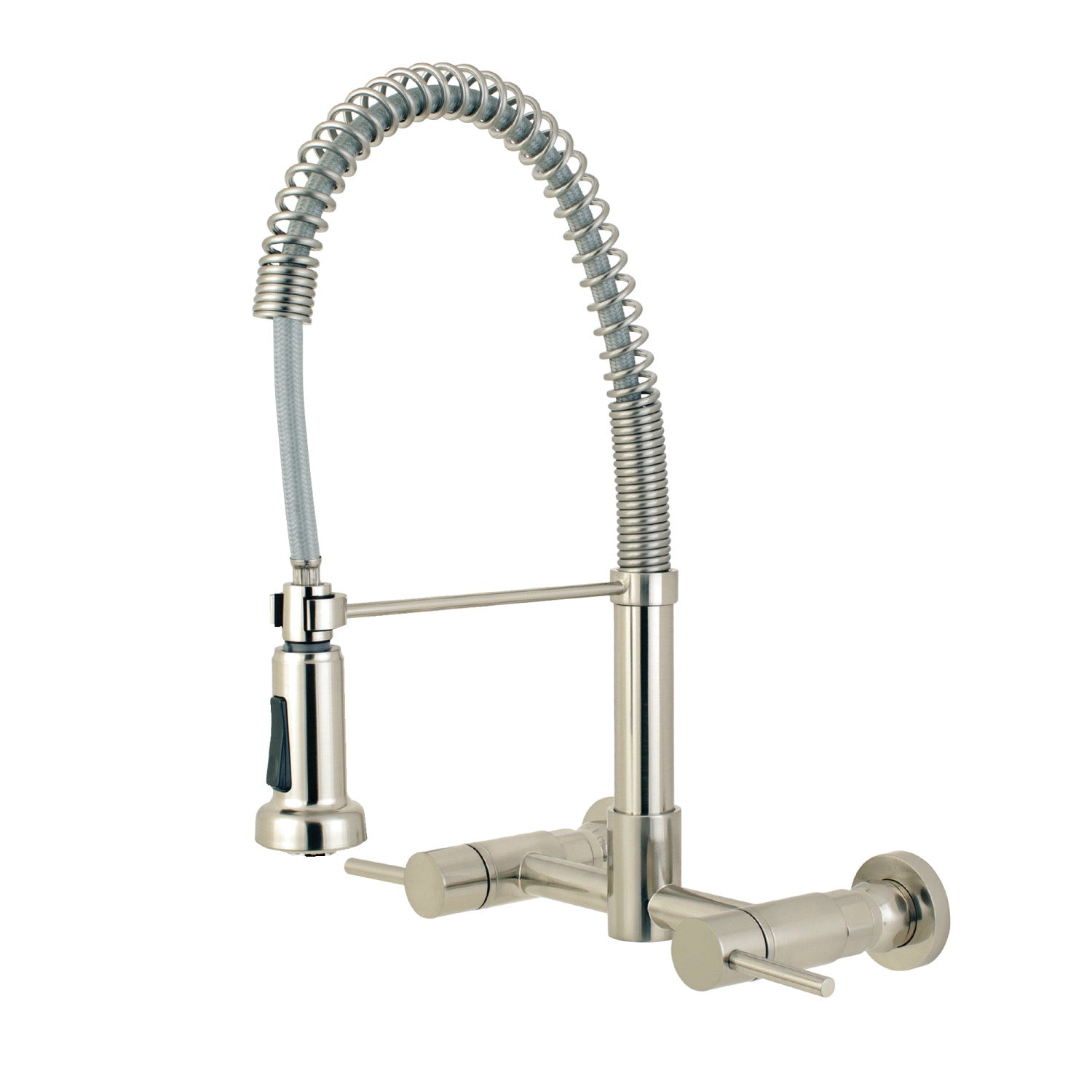 Kingston Sona GS8188DL - Concord Double-Handle 2-Hole Wall-Mount Pre-Rinse Bridge Kitchen Faucet, Brushed Nickel
