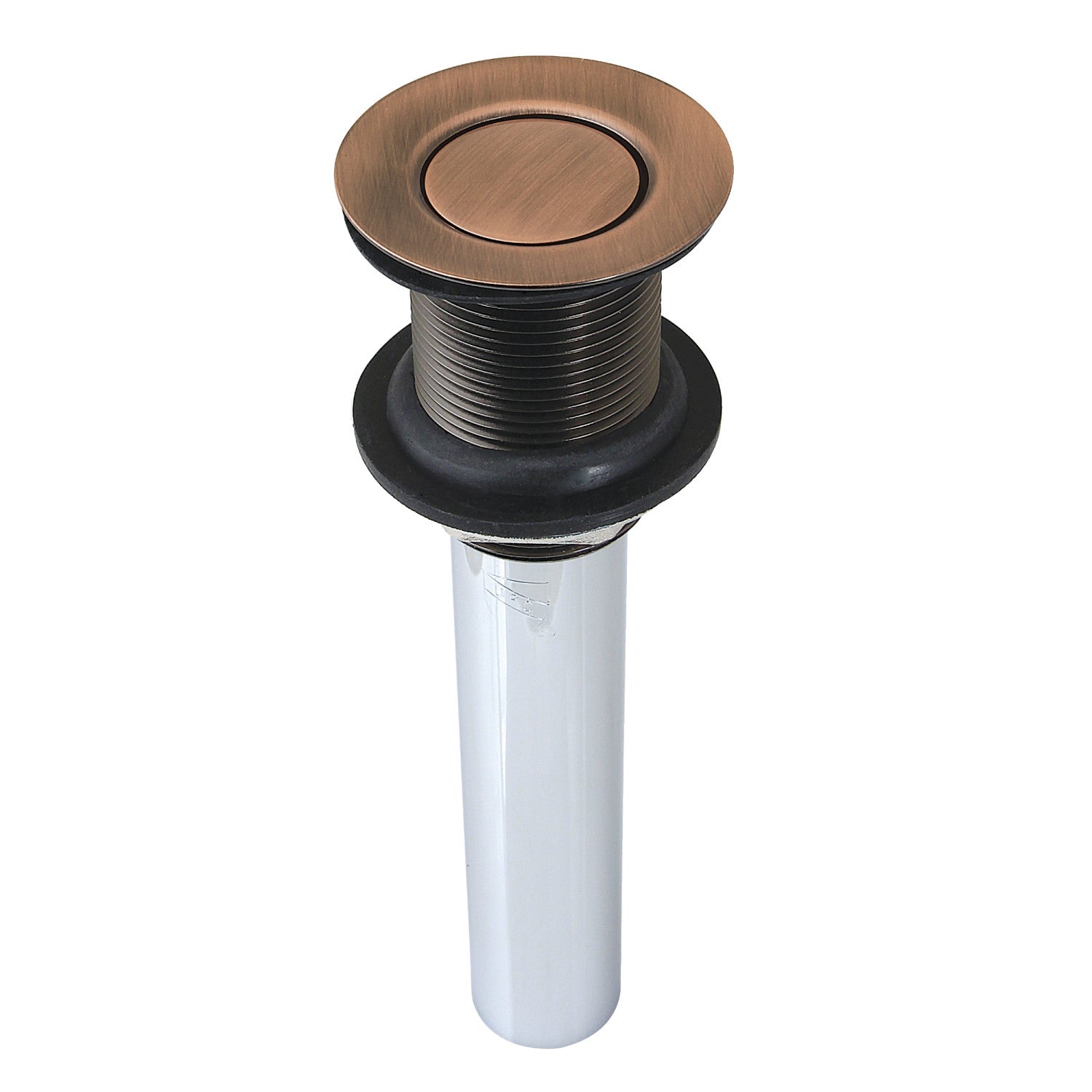 Kingston Trimscape EV800AC Brass Push Pop-Up Bathroom Sink Drain without Overflow, 22 Gauge, Antique Copper