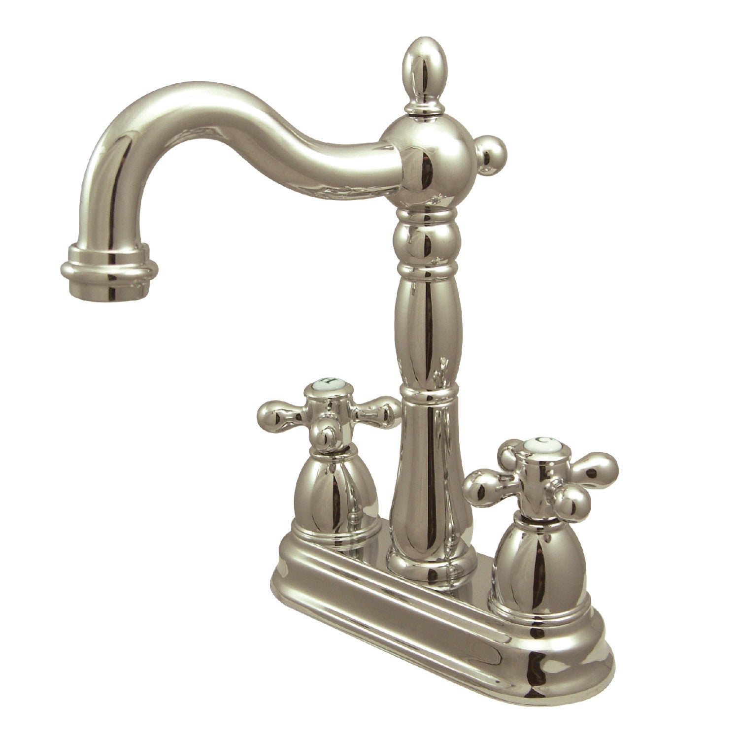 Kingston Heirloom KB1496AX - Robinet de bar à deux poignées Heritage 2 trous, nickel poli