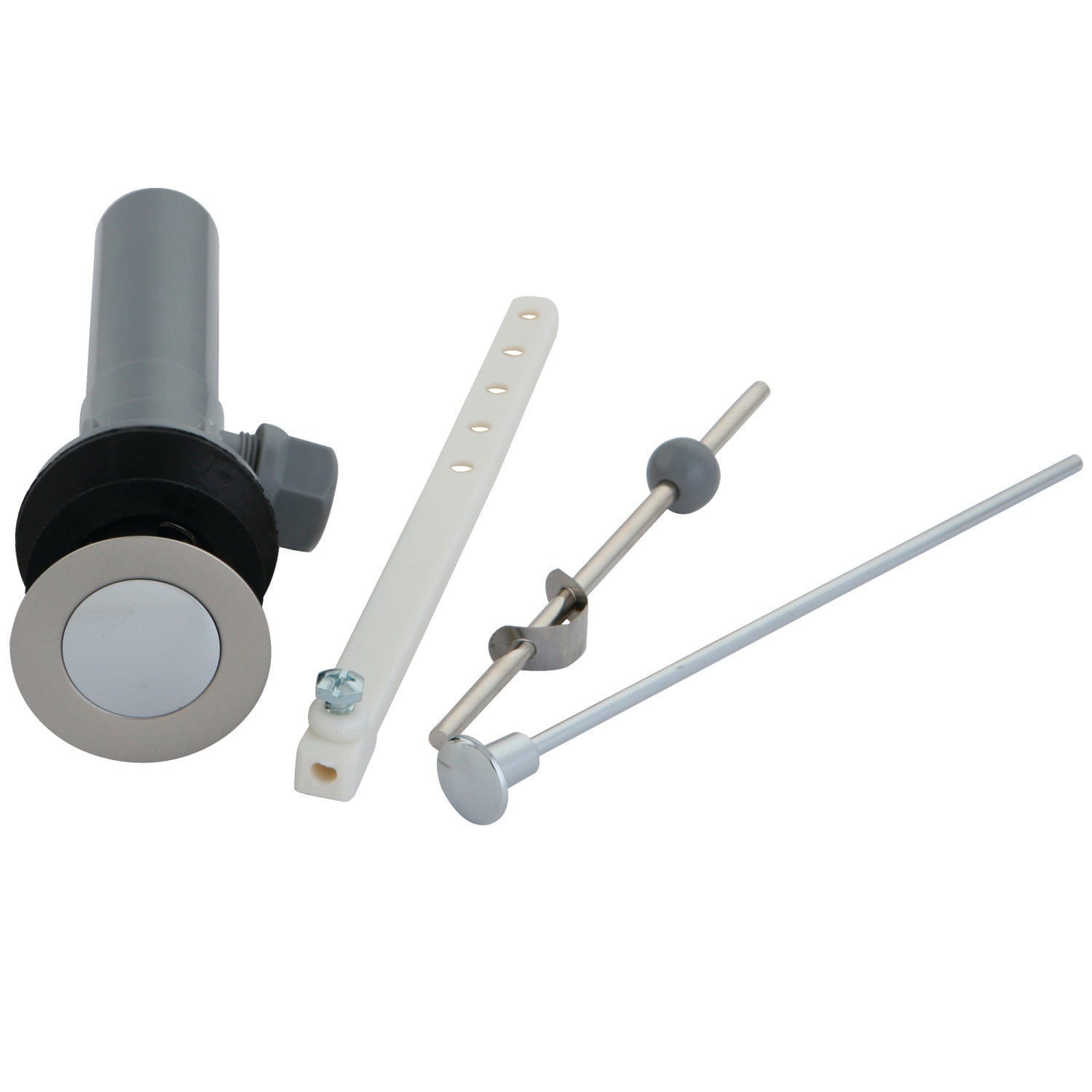 Kingston KBP1007 Plastic Pop-Up Bathroom Sink Drain with Overflow, Brushed Nickel/Polished Chrome