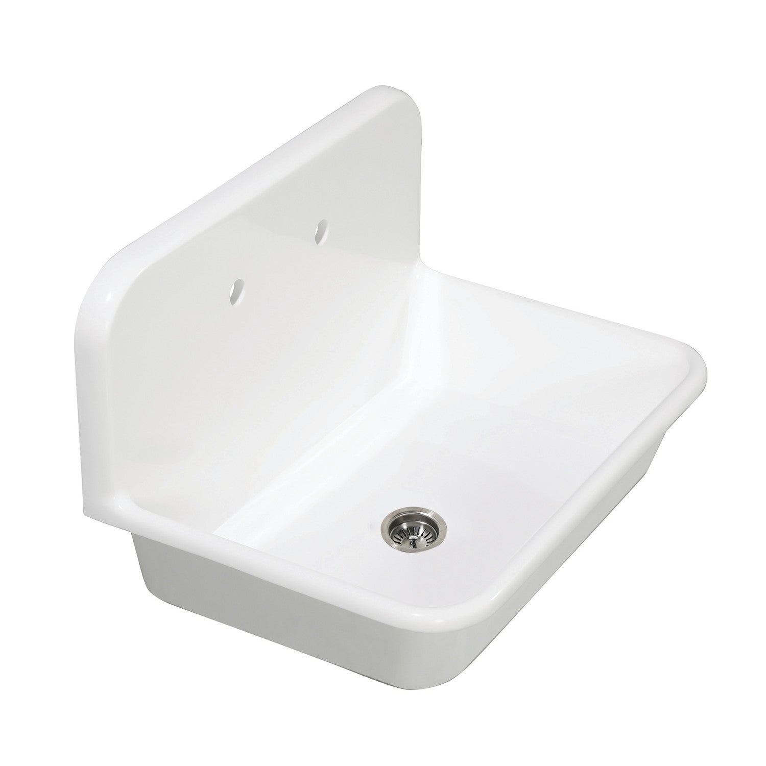 Kingston Heirloom GKTA302119 - Arcticstone 30-Inch Solid Surface White Stone Single Bowl Top-Mount Kitchen Sink with Backsplash and Strainer, Matte White