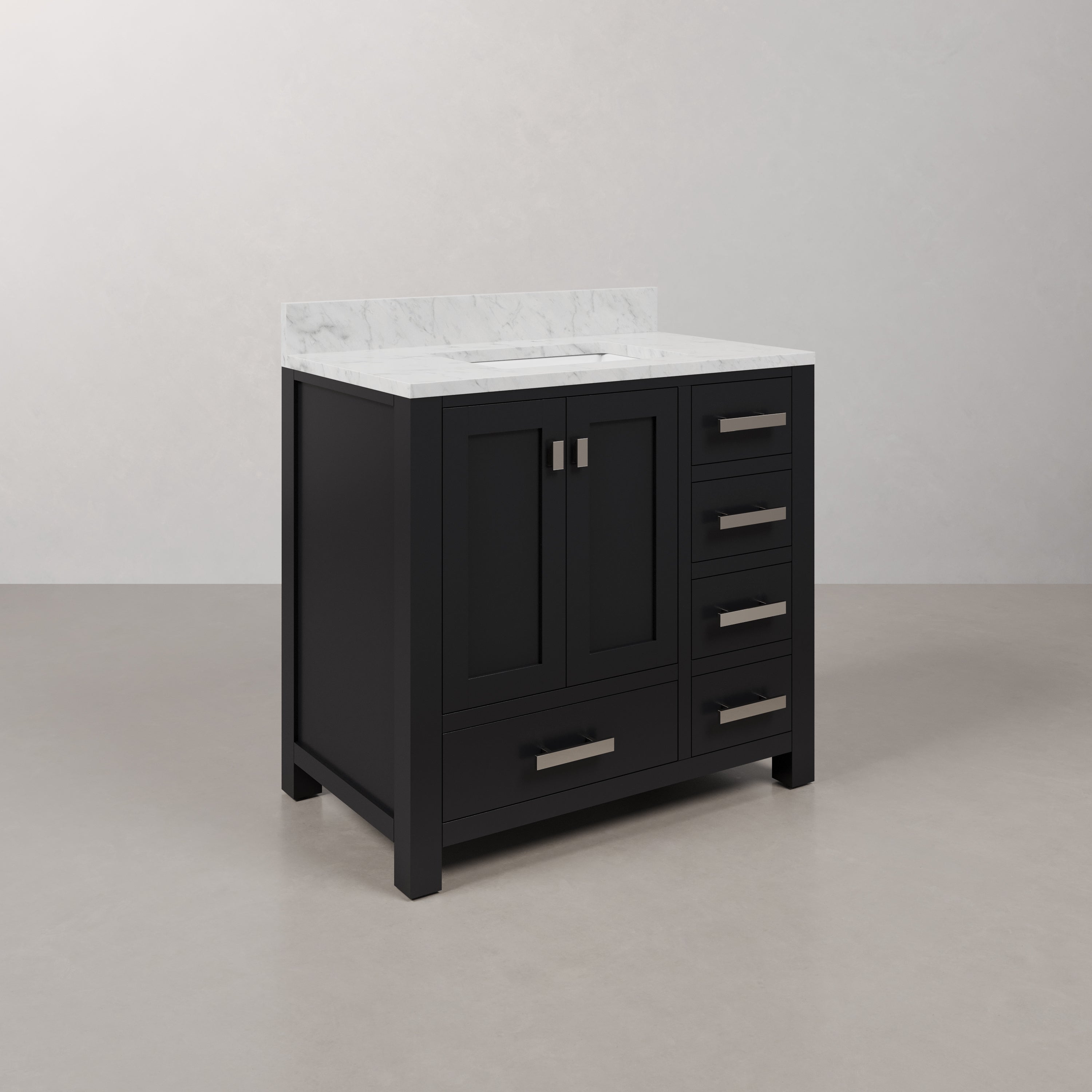 Kingston Luxe MS36CW01ES - 36 in. x 21.5 in. Bathroom Vanity Marble Top in Carrara White and White Basin, Espresso