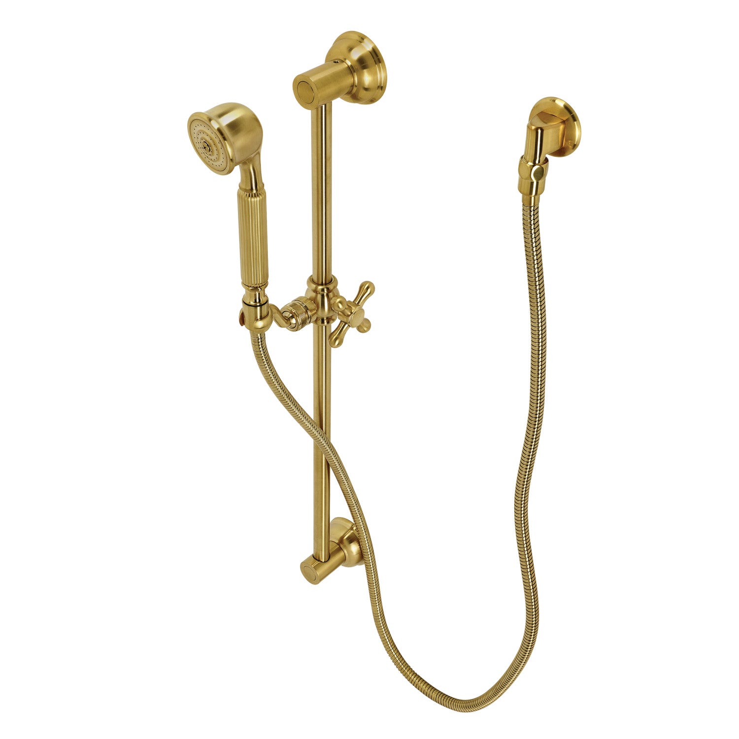 Kingston Heirloom KAK3327W7 - Made To Match Shower System with 24-Inch Slide/Grab Bar and Hand Shower, Brushed Brass