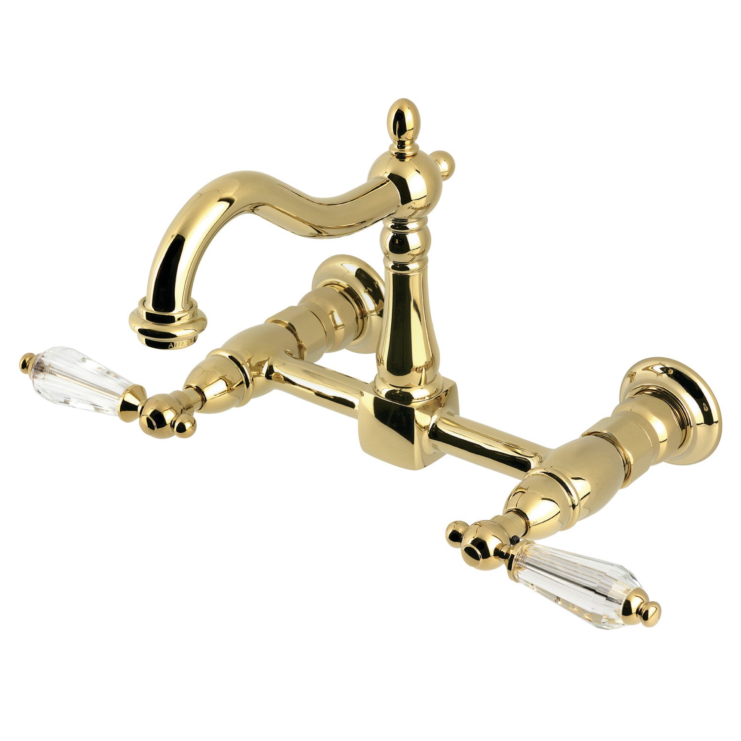Kingston Heirloom KS1262WLL - Robinet de cuisine à deux poignées Willshire 2 trous Wall Mount Bridge, laiton poli