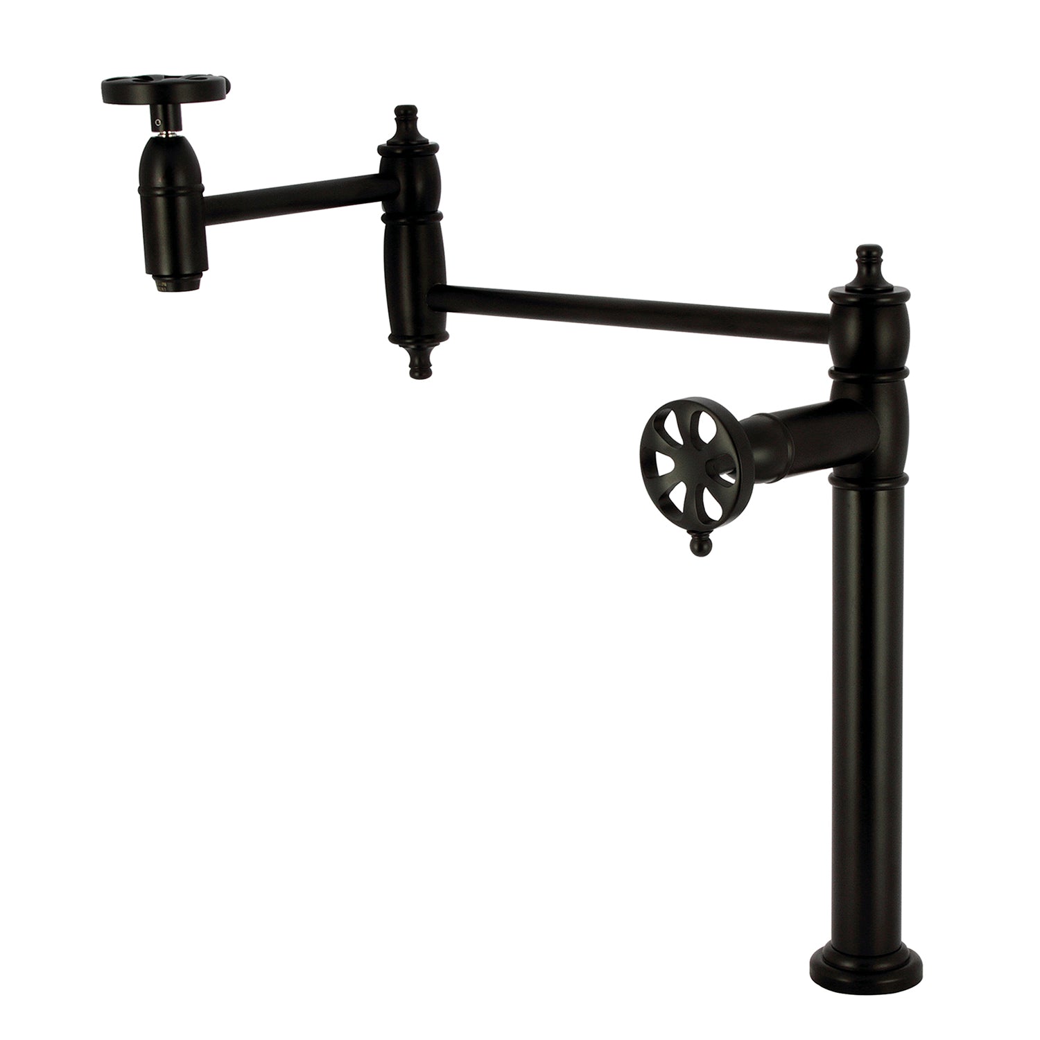 Kingston Tulare KS3700RX - Belknap Robinet de remplissage de pot à deux poignées 1 trou Deck, noir mat