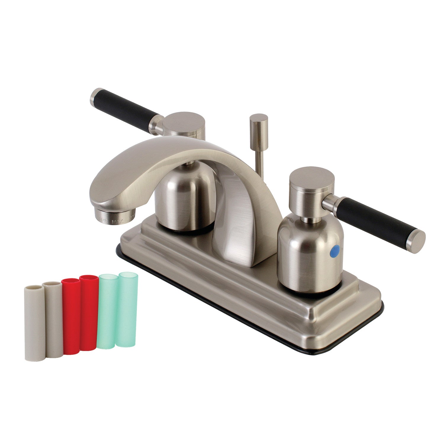 Kingston Sona KB4648DKL - Kaiser Double-Handle 3 trous montage sur plage 4-Inch Centerset Robinet de salle de bains avec drain à tirette, Nickel brossé