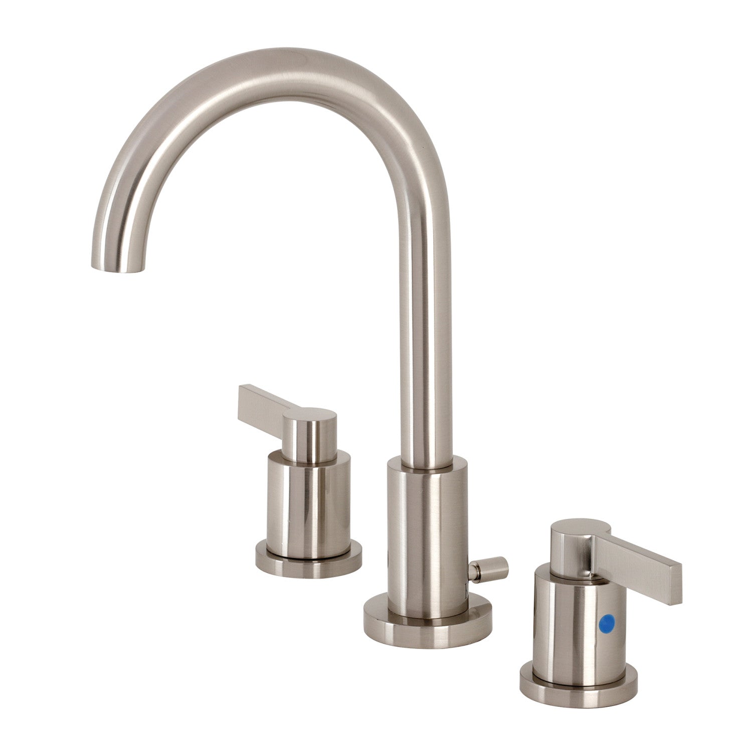 Kingston Sona FSC8928NDL - NuvoFusion Robinet de salle de bain à deux poignées 3 trous Robinet de salle de bain à large montage avec à tirette en laiton, nickel brossé