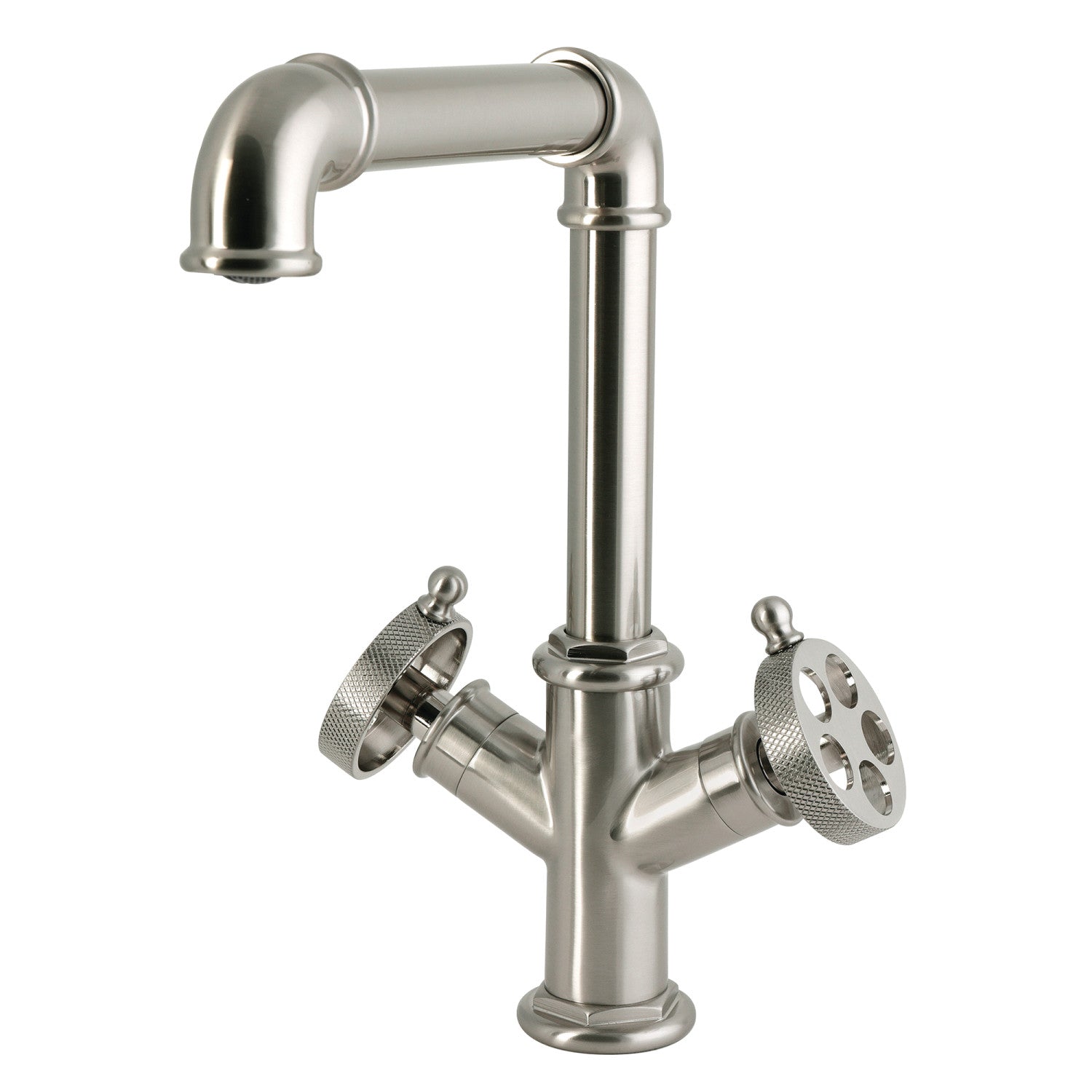 Kingston Wendell LS6408RKZ Robinet de bar à deux poignées 1 trou avec poignée moletée, nickel brossé