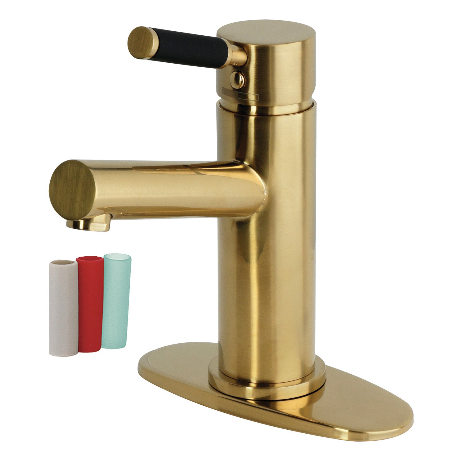 Kingston Kaiser LS8423DKL Robinet de salle de bains à une poignée 1 trou avec plaque de pont et bonde à tirette, laiton brossé