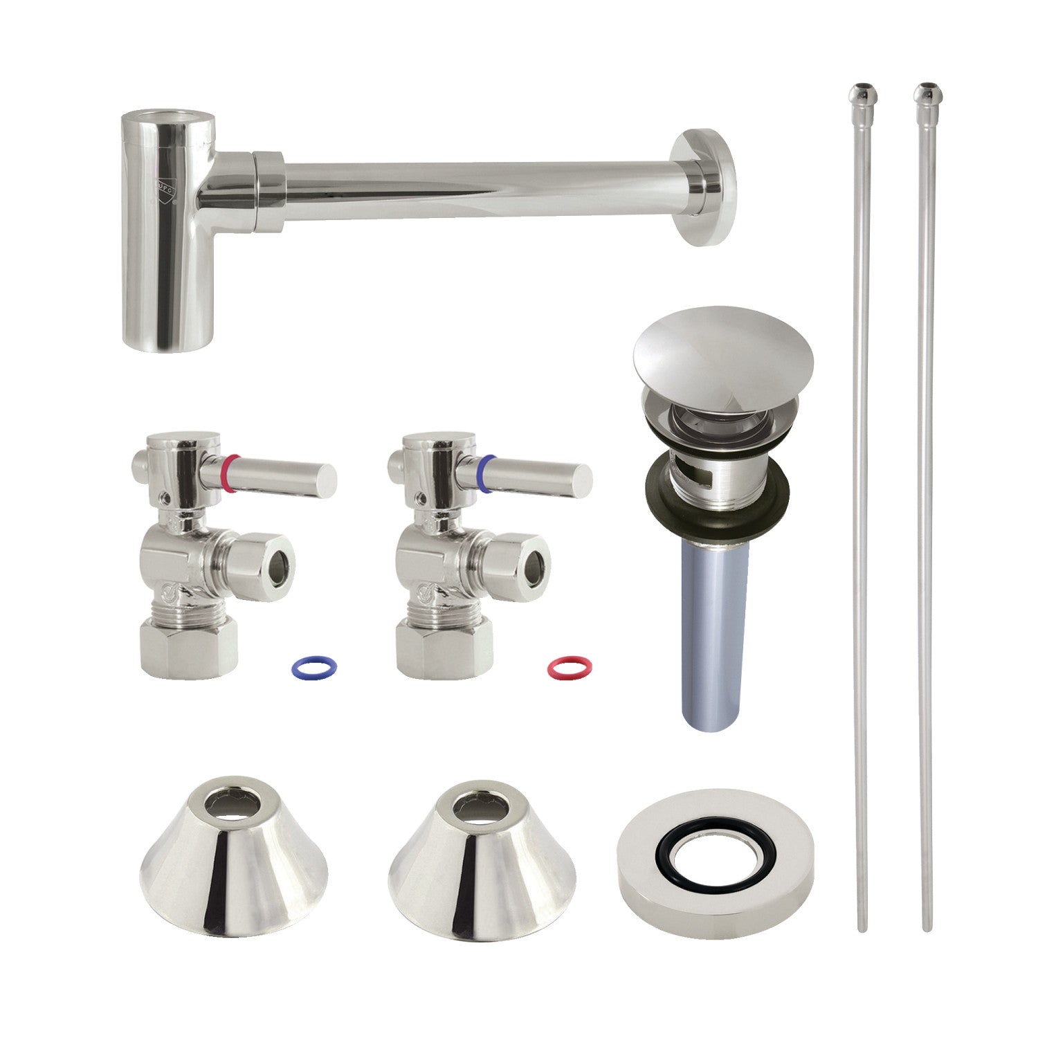 Kingston Sona CC53306DLVOKB30 - Trimscape Modern Plumbing Sink Trim Kit with Bottle Trap and Overflow Drain, Polished Nickel