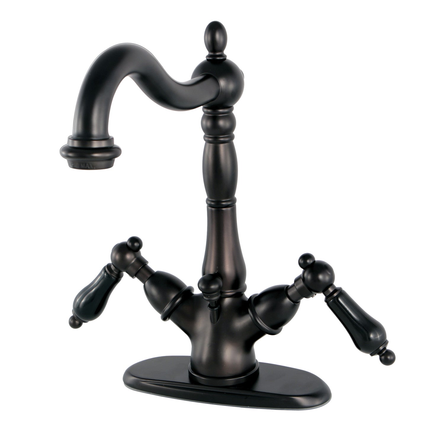 Kingston Heirloom KS1435PKL - Duchesse Double-poignée 1-or-3 Trou montage sur plage 4-Inch Centerset Robinet de salle de bains avec laiton à tirette, huile Rubbed Bronze