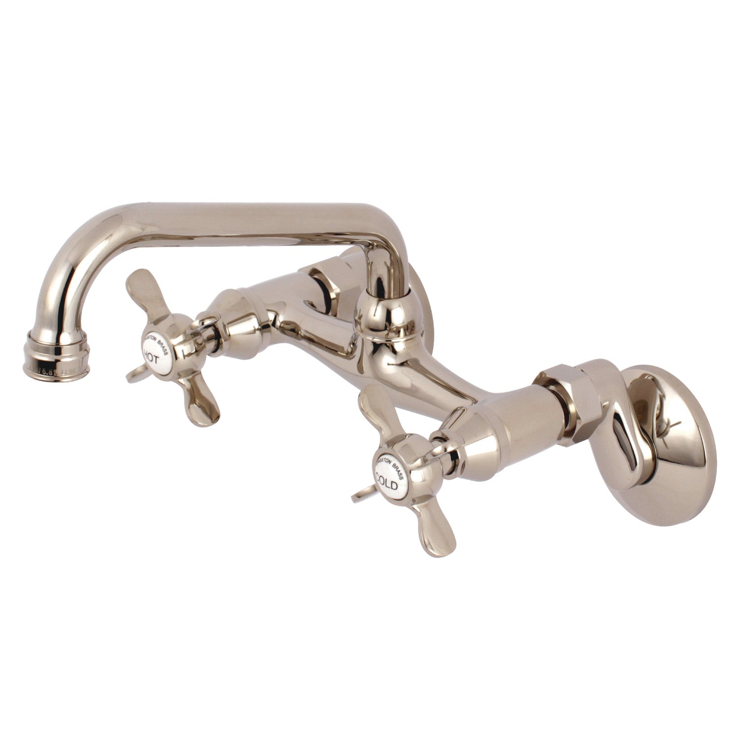 Kingston Heirloom KS113PN - Robinet de cuisine à deux poignées 2 trous Wall Mount Bridge, nickel poli