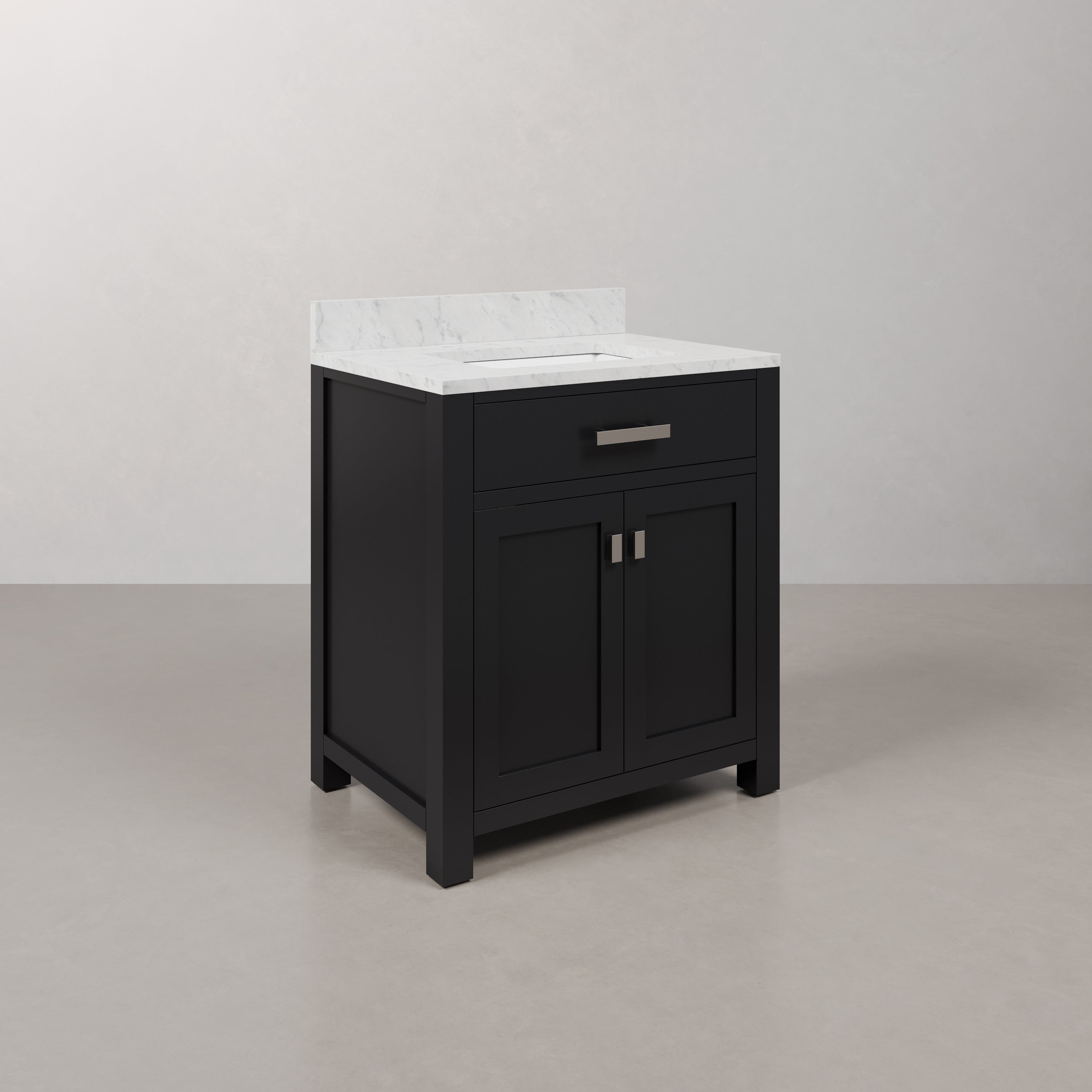 Kingston Luxe MS30CW01ES - 30 in. x 21.5 in. Bathroom Vanity Single Sink with Carrara White Marble Top, Espresso