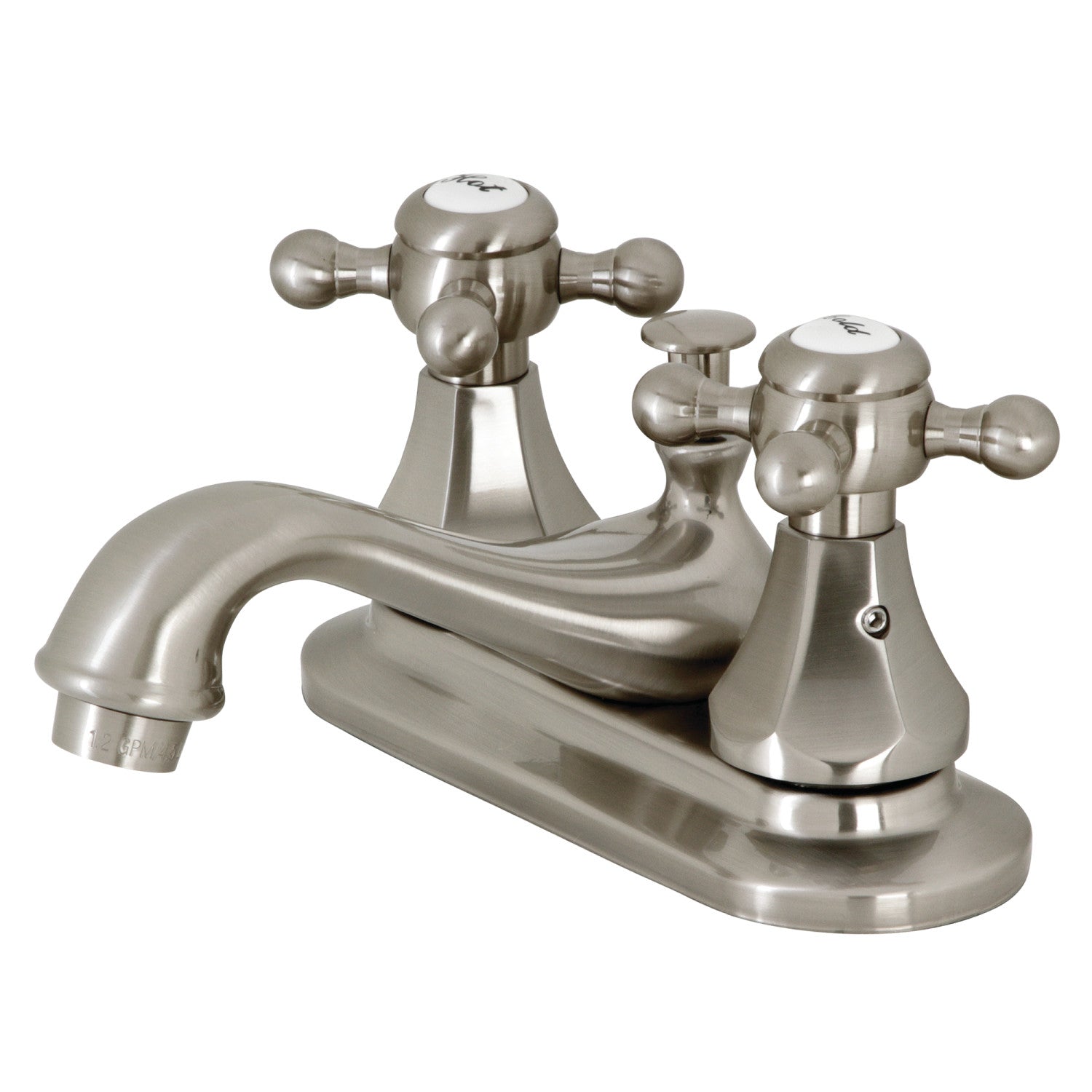 Kingston Heirloom KB608BX - Metropolitan Double-Handle 3 trous montage sur plage 4-Inch Centerset Robinet de salle de bains avec drain à tirette, Nickel brossé