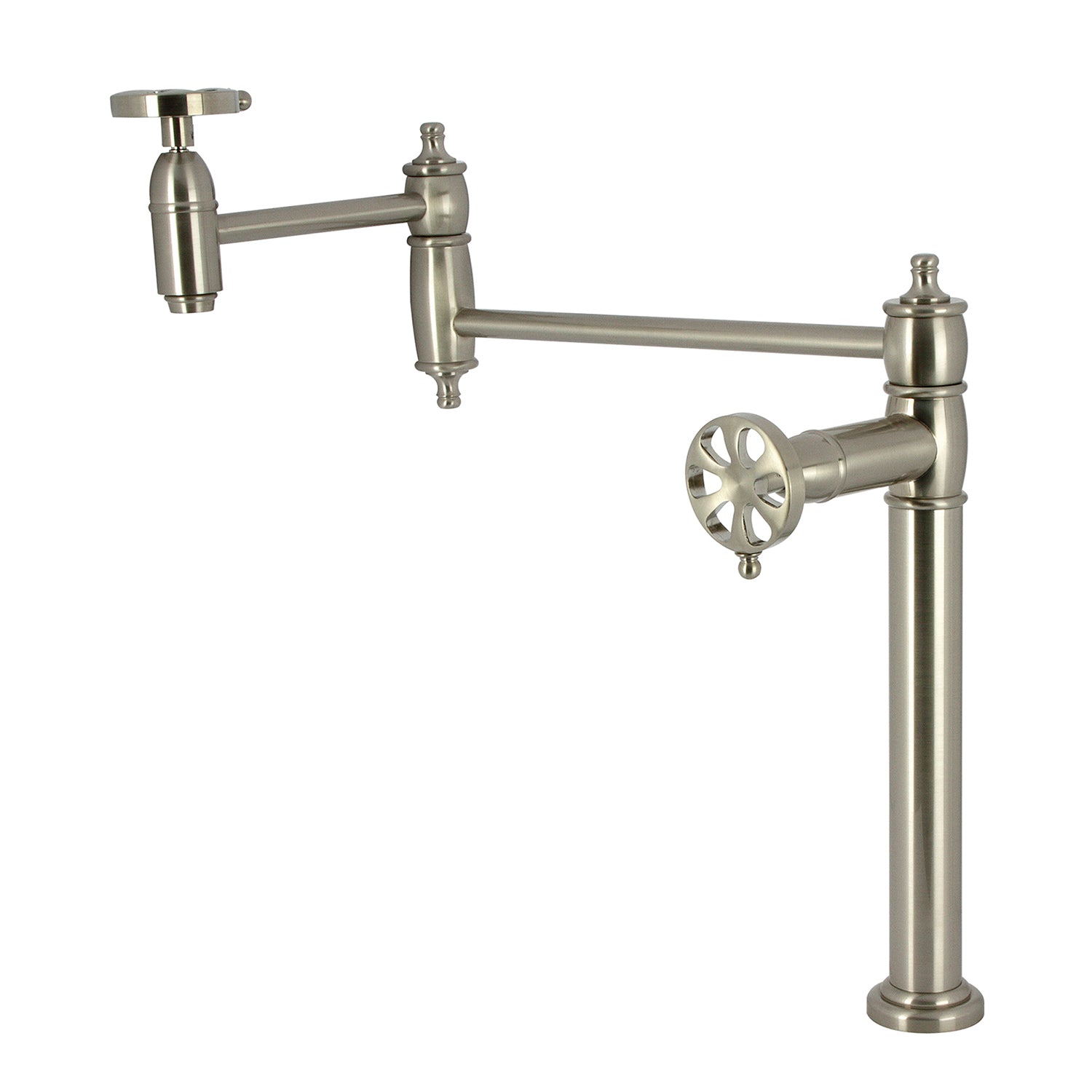 Kingston Tulare KS3708RX - Belknap Robinet de remplissage de pot à deux poignées 1 trou Deck, Nickel brossé