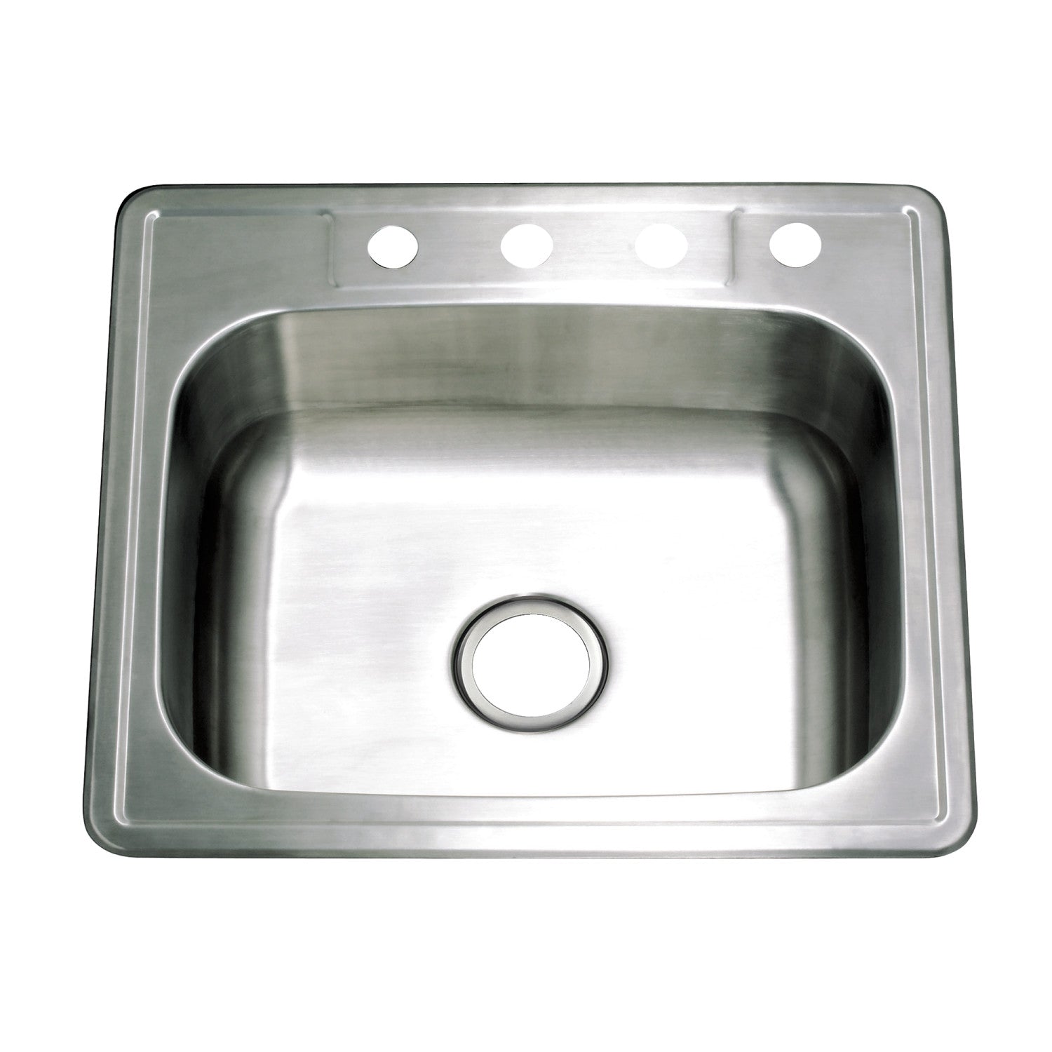Kingston Studio GKTS2522 25-Inch Stainless Steel Self-Rimming Single Bowl Drop-In Kitchen Sink, Brushed Stainless Steel