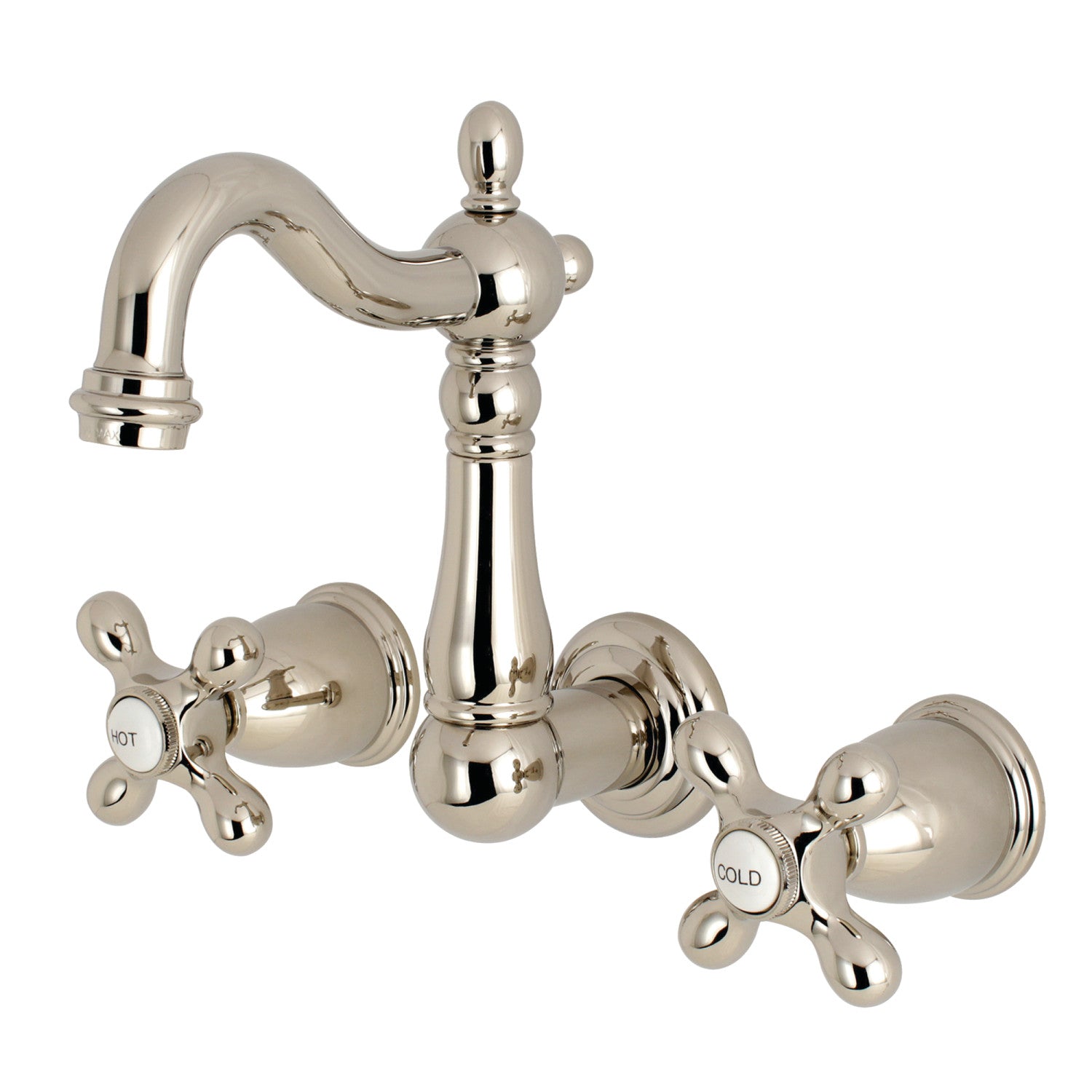 Kingston Heirloom KS1226AX - Robinet de salle de bains à double poignée Heritage 3 trous, nickel poli