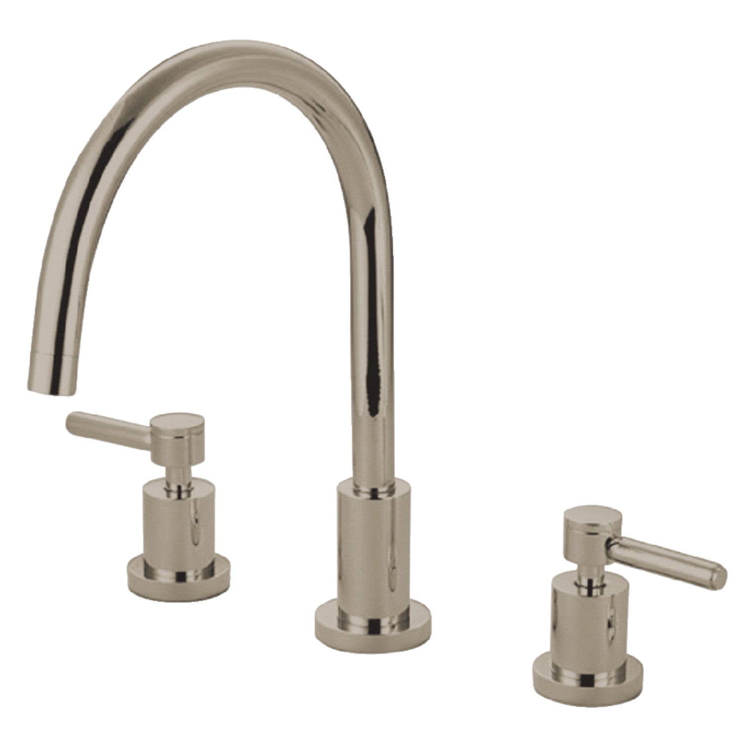 Kingston Sona KS8726DLLS - Robinet de cuisine à double poignée Concord 3 trous, nickel poli