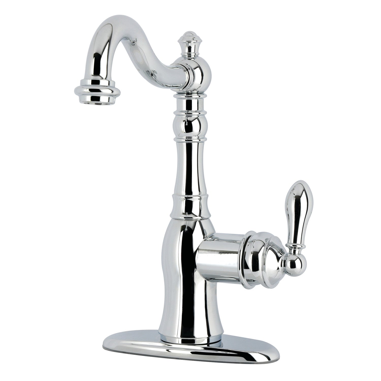 Kingston Heirloom GSY7731ACL - Robinet de bar à une poignée classique américaine 3 trous, chrome poli