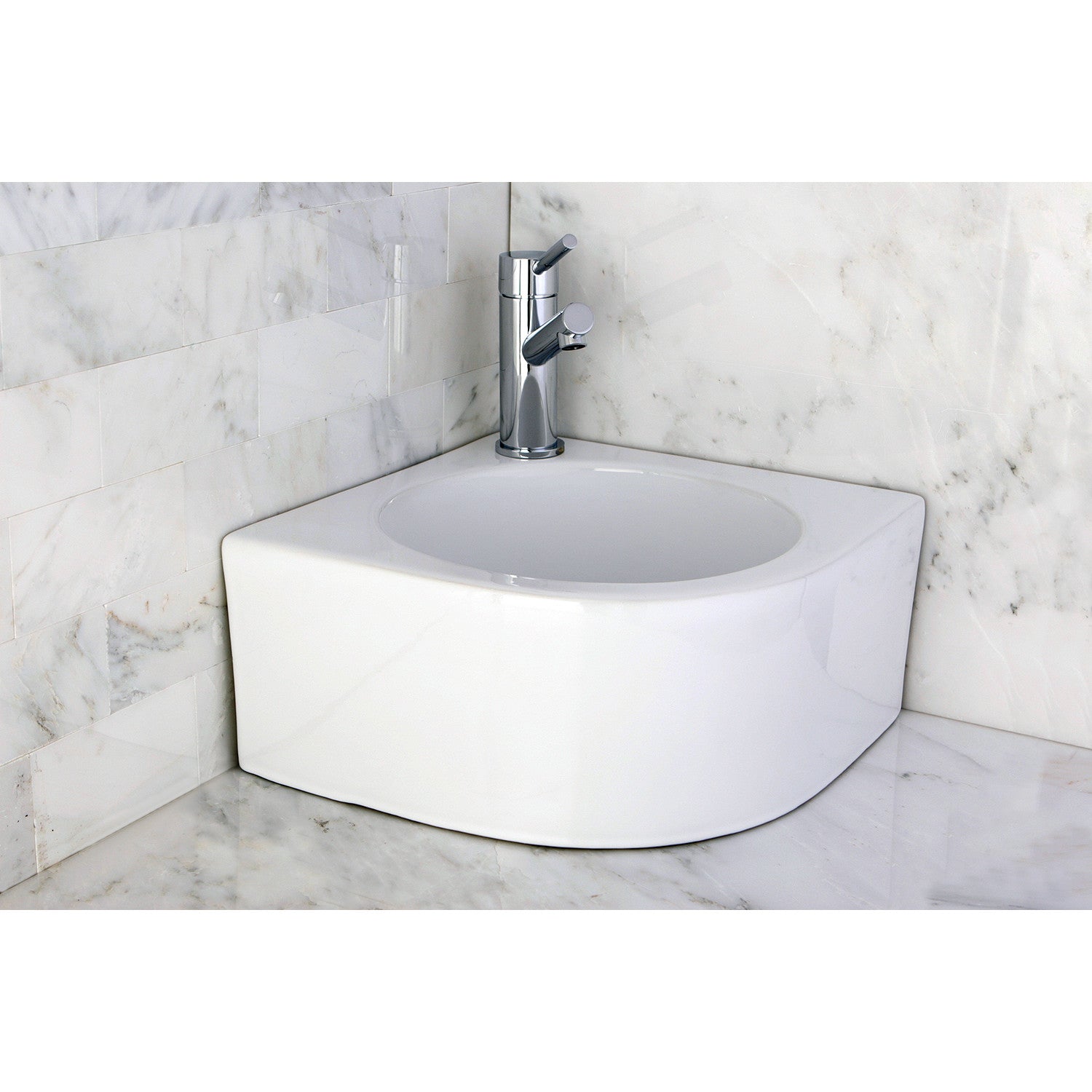 Kingston Sona EV1094 - Manhattan 14-1/8 Inch Ceramic Corner Bathroom Sink (Single Hole), White