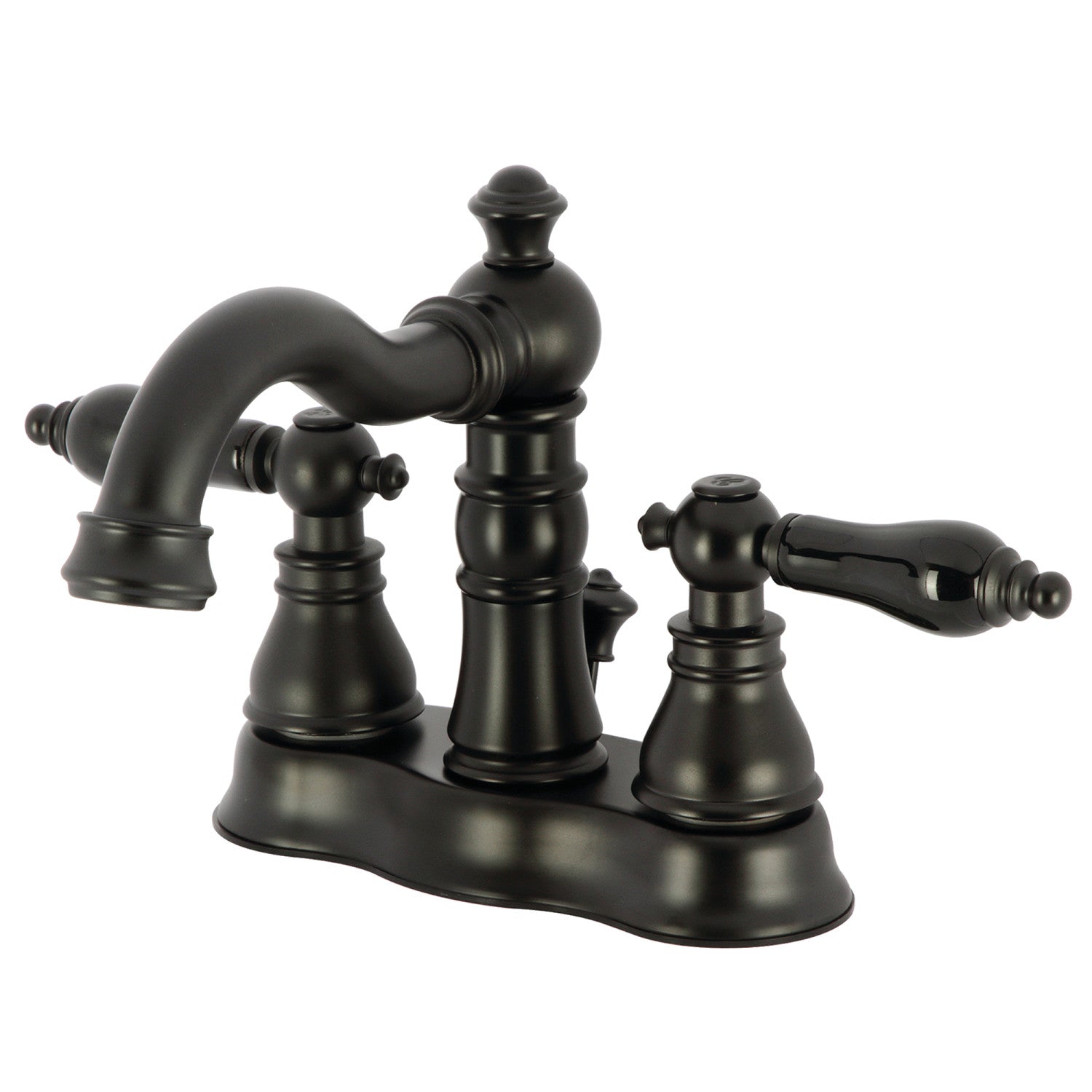 Kingston Heirloom FSC1600AKL - Duchess Double-Handle 3 trous montage sur plage 4-Inch Centerset Robinet de salle de bain avec laiton à tirette, noir mat