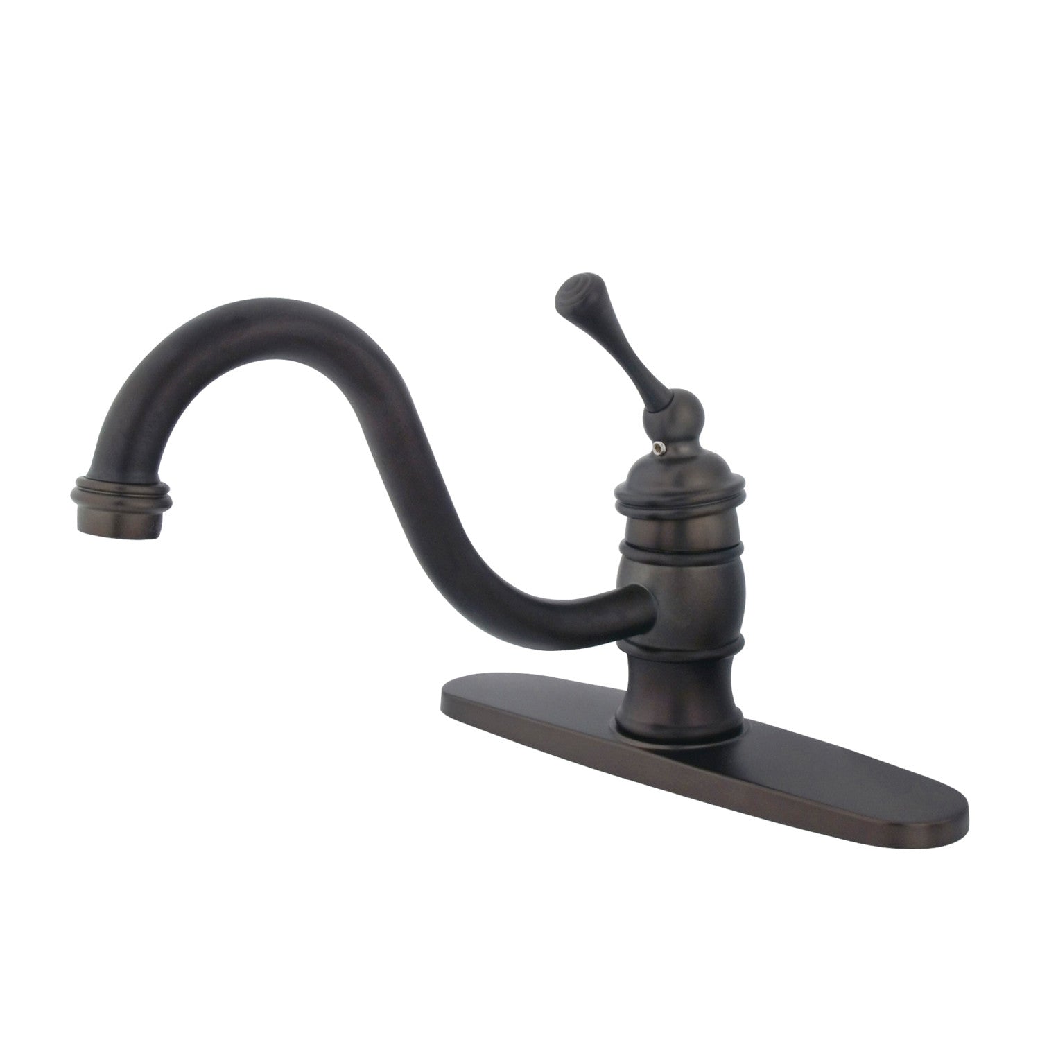 Kingston Heirloom KB3575BLLS - Robinet de cuisine à un manche de restauration 1-or-3 trou, bronze frotté à l'huile