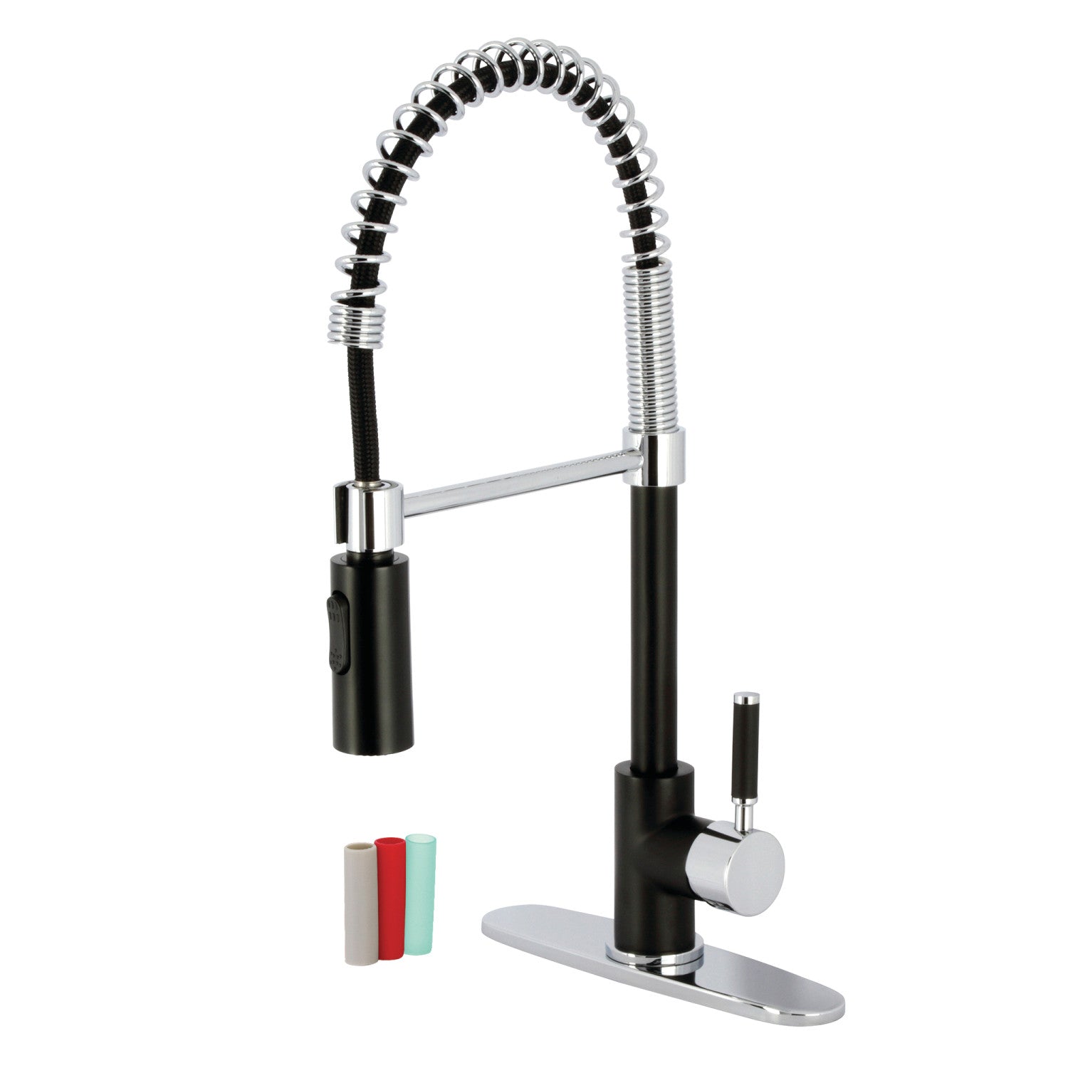Kingston Sona LS8777DKL - Robinet de cuisine pré-rinçage Kaiser 1 trou, noir mat/chrome poli