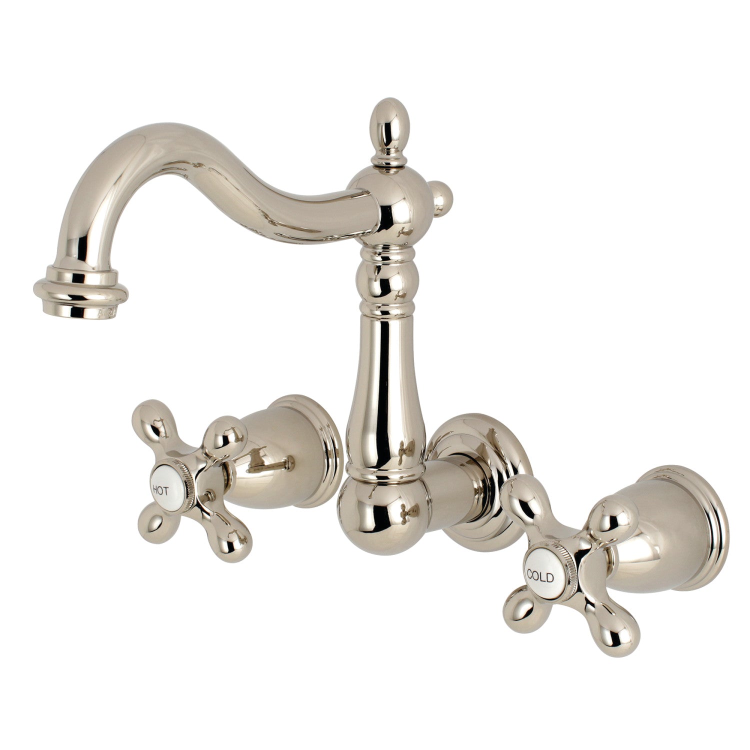 Kingston Heirloom KS1256AX - Robinet de salle de bains à double poignée Heritage 3 trous, nickel poli